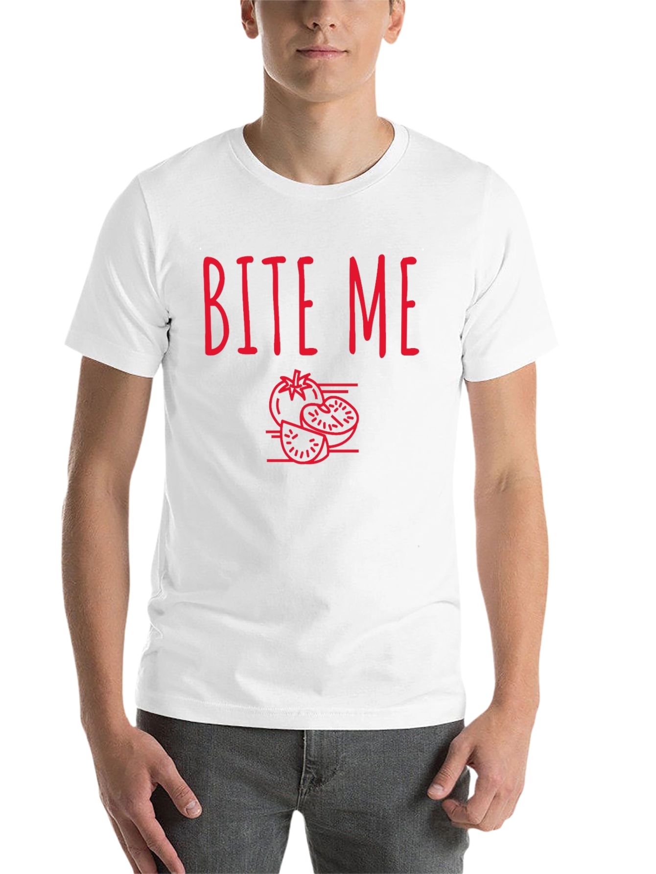 Bite Me Tomato Graphic T-Shirt - Casual Tee - 14