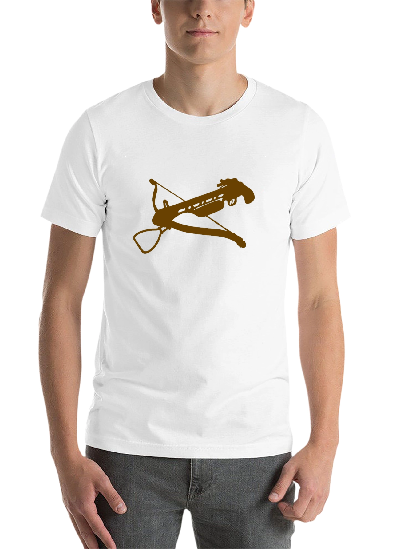Black Men's Black T-Shirt with Crossbow Graphic view 14