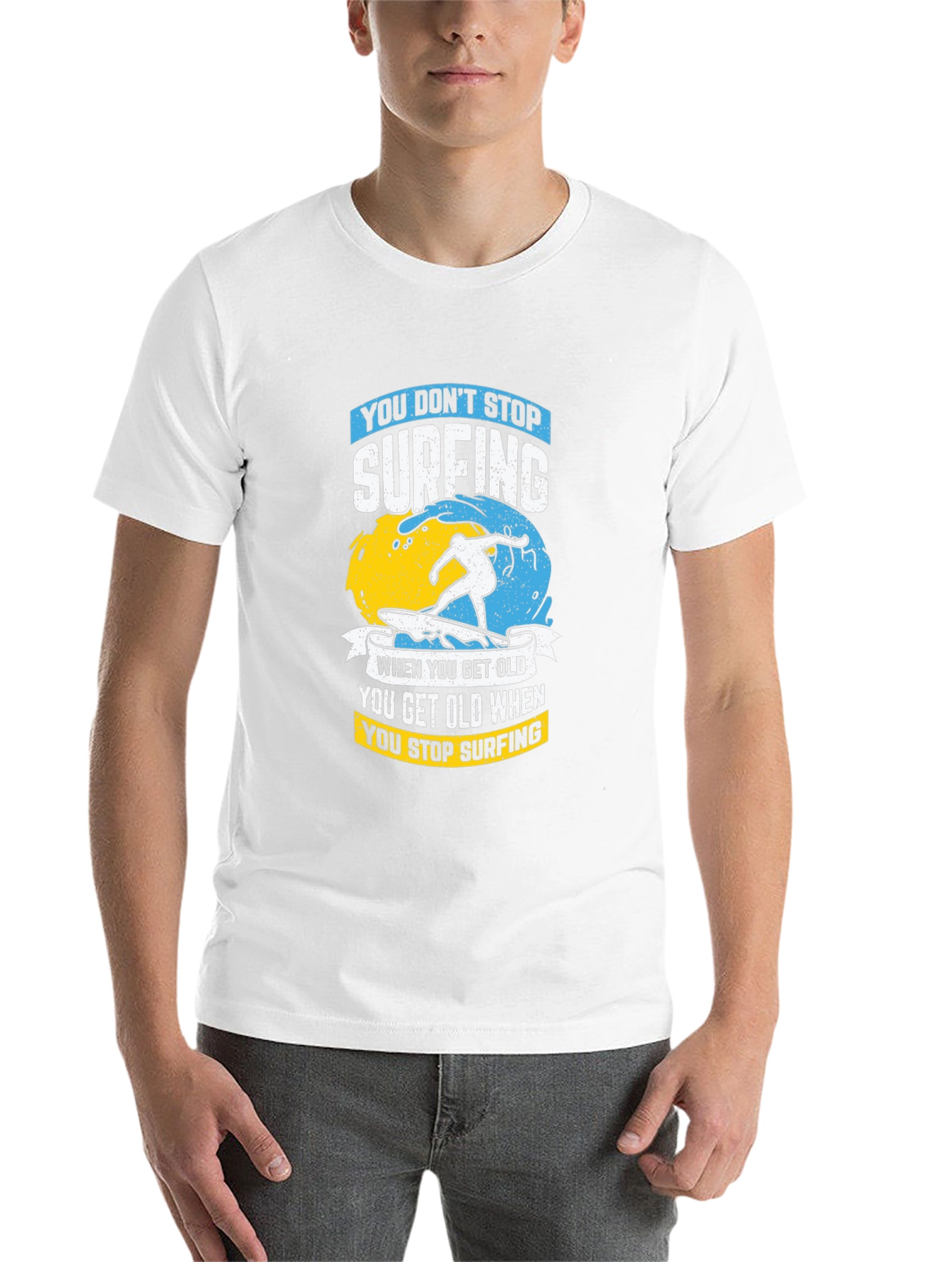 Black Surfing Graphic T-Shirt - Never Stop Surfing! view 14