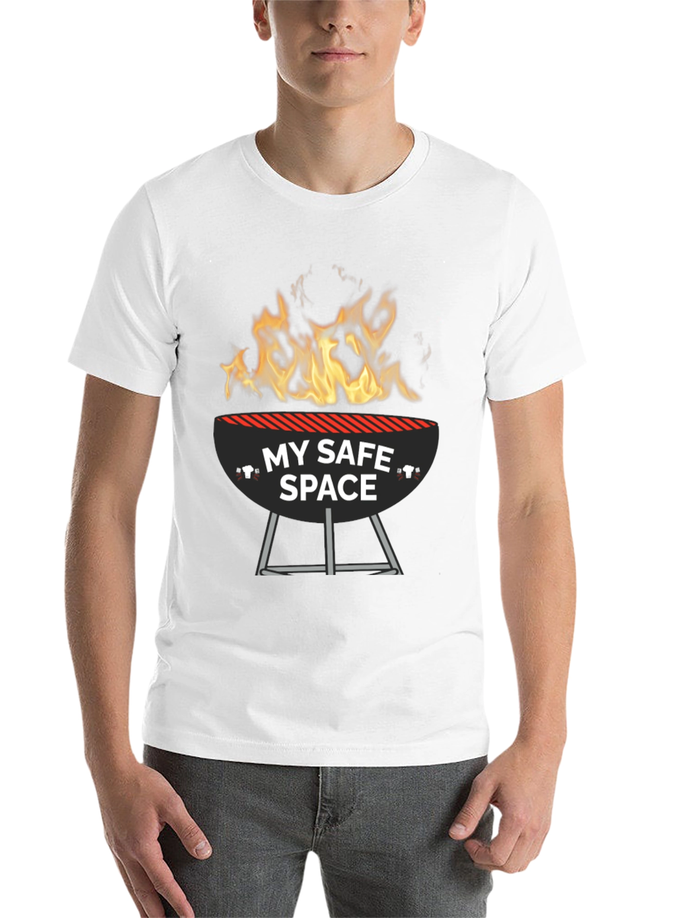 Black My Safe Space BBQ Grill Funny T-Shirt view 14