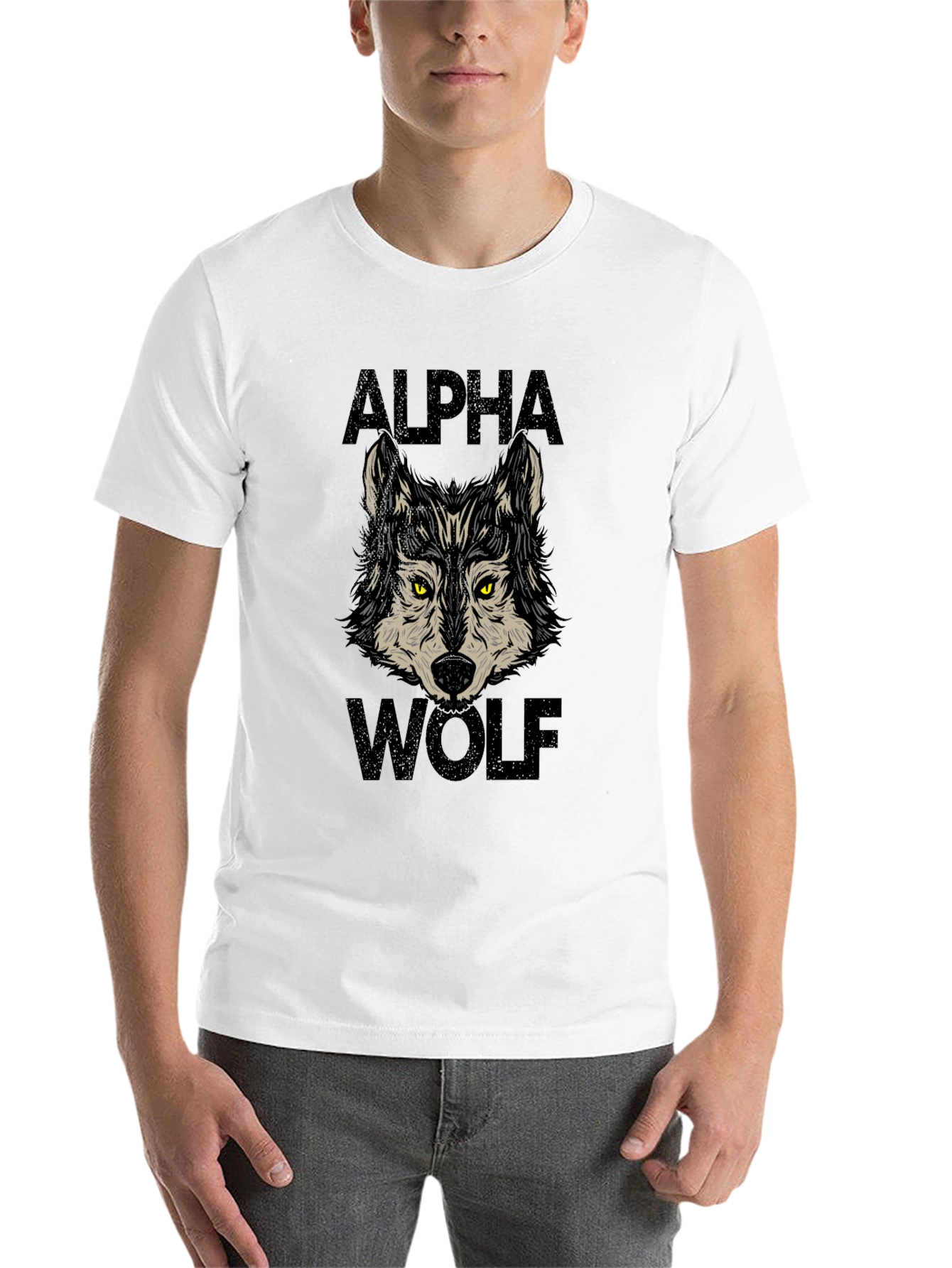 Black Alpha Wolf Graphic Print Black T-Shirt view 14