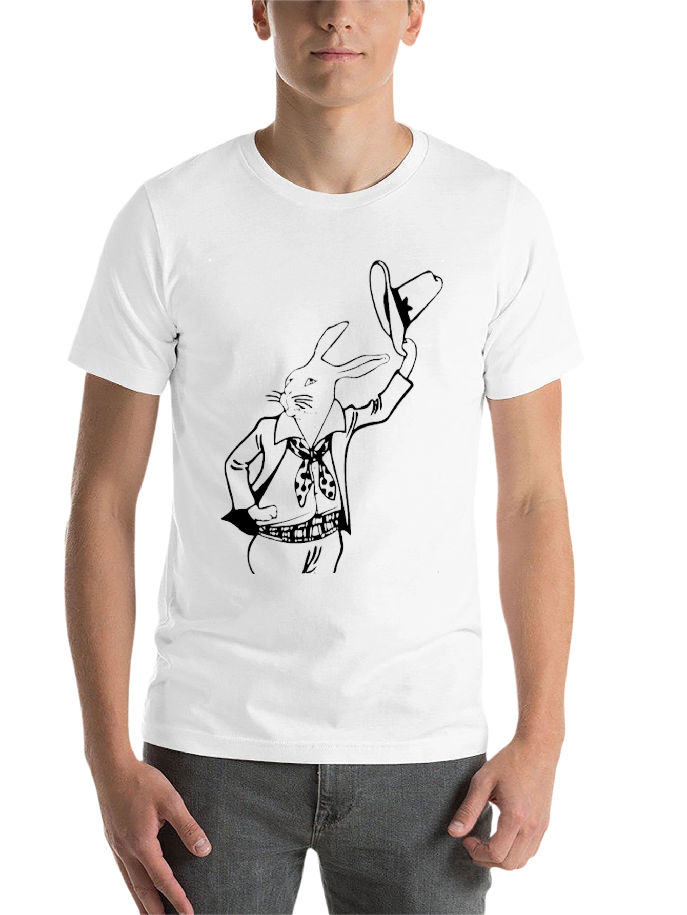 Black Rabbit Cowboy Graphic Tee - Black Cotton T-Shirt view 14