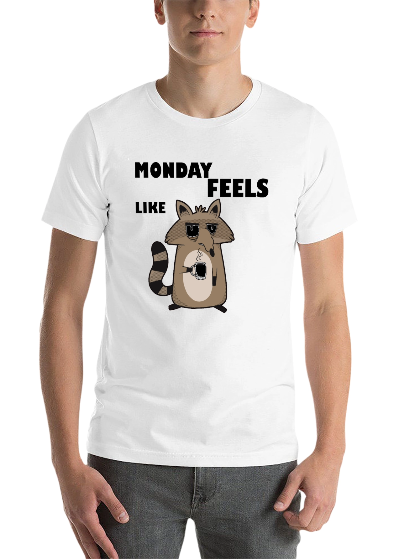 Black Monday Feels Raccoon Graphic T-Shirt view 14