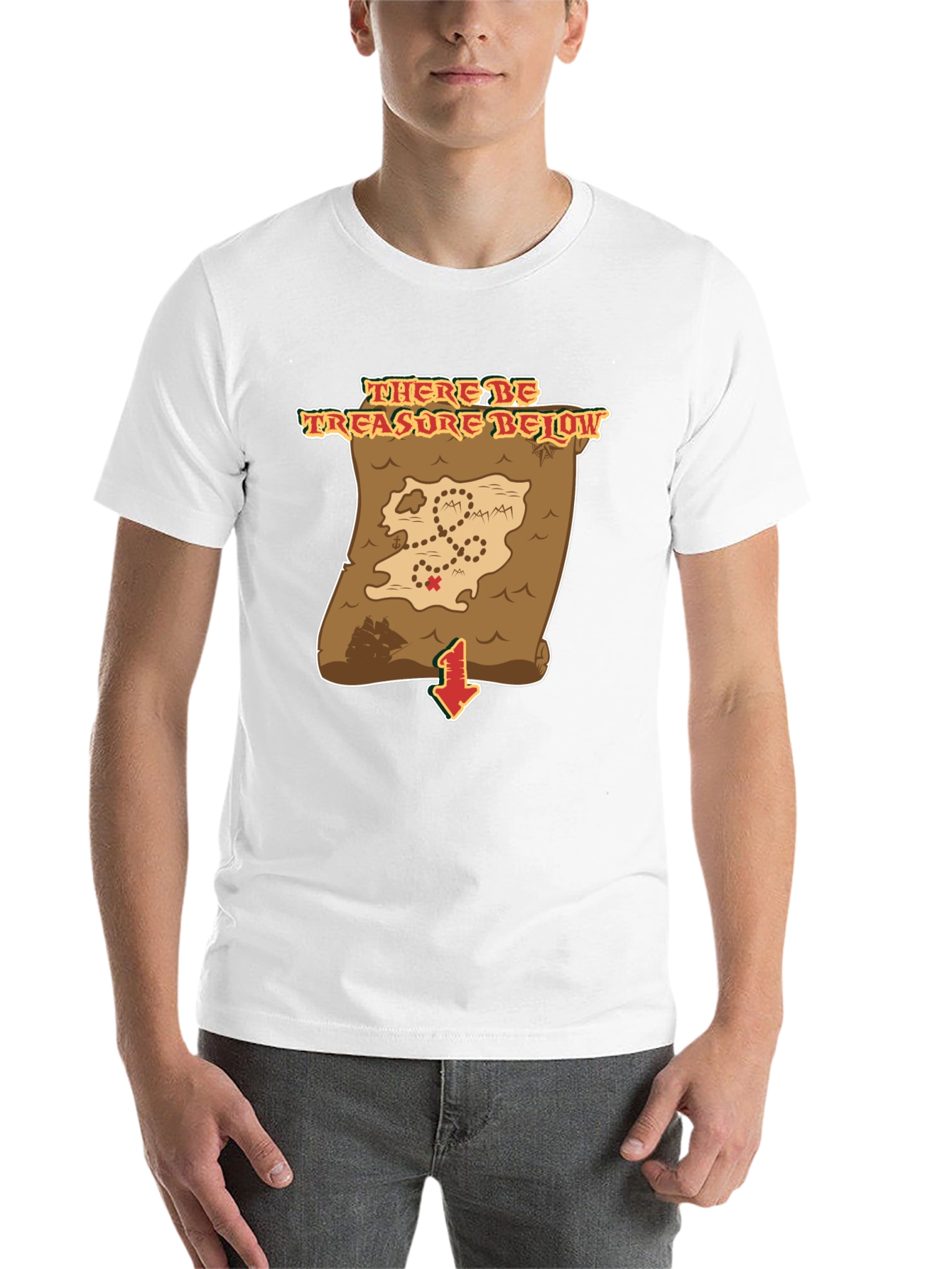 Black Treasure Map T-Shirt - Pirate's Booty Below! view 14