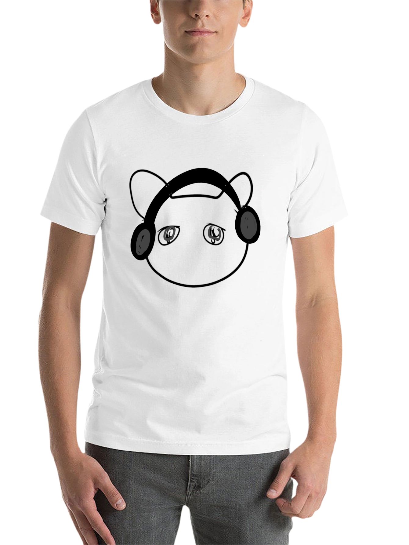Black Bear with Headphones Black Graphic Tee view 14