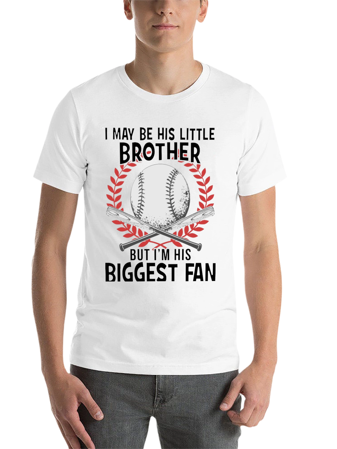 Black Little Brother Biggest Fan Baseball T-Shirt view 14