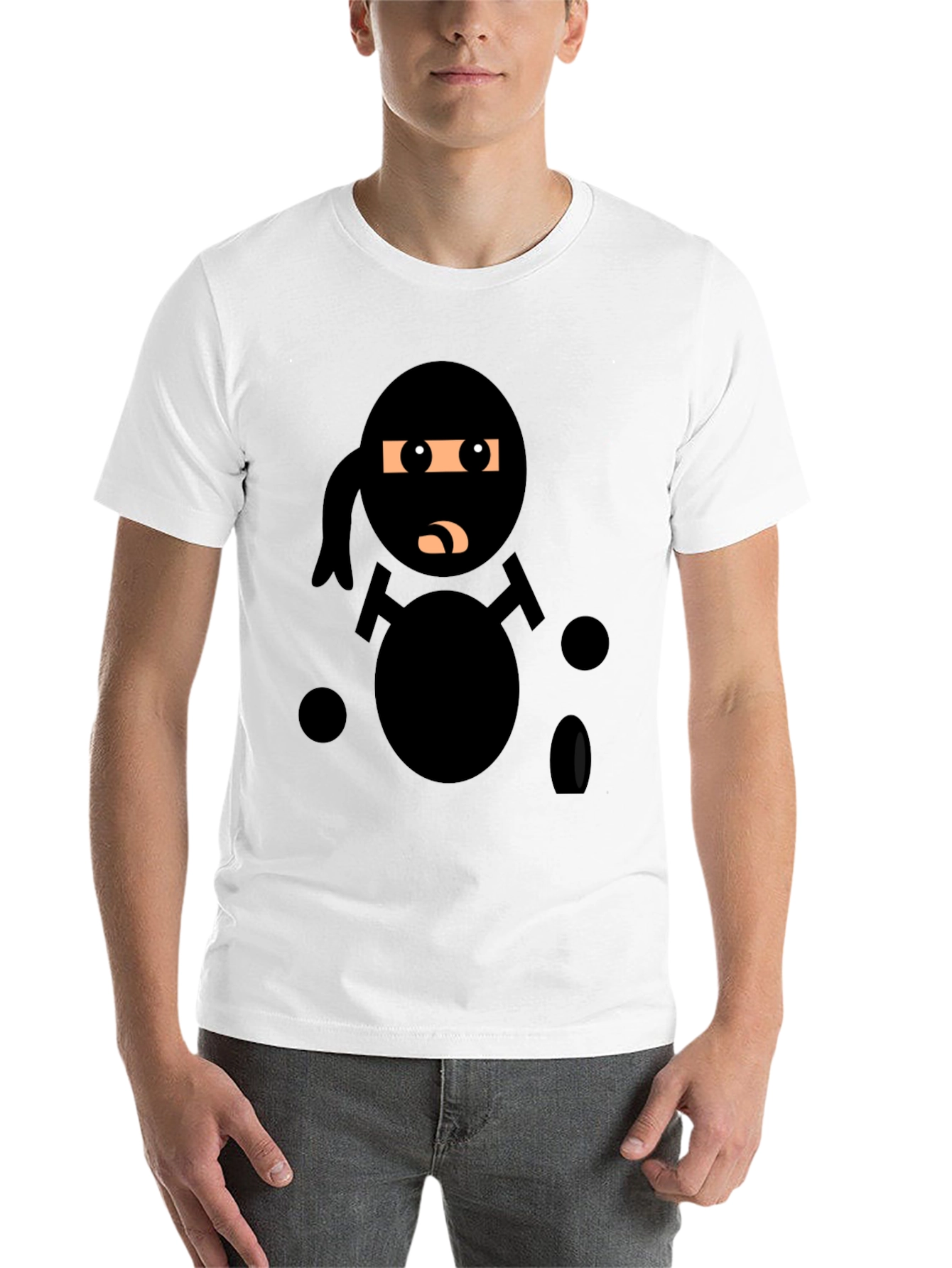 Black Ninja Cartoon Black T-Shirt view 14