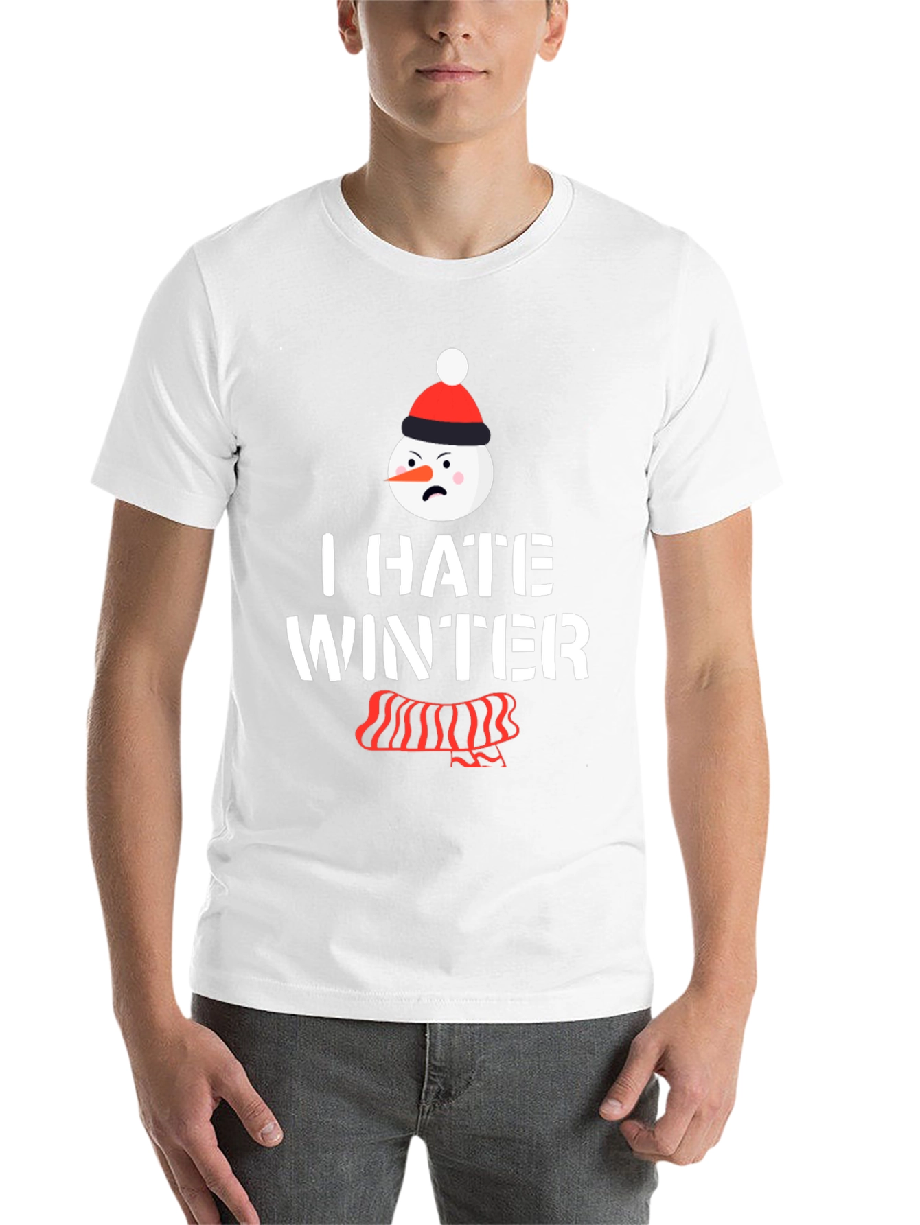 Black I Hate Winter T-Shirt, Funny Snowman Tee view 14