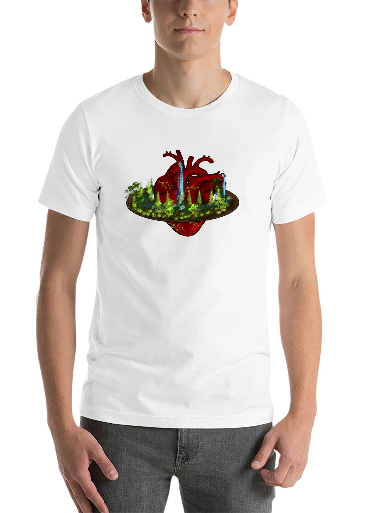 Black Surreal Heart Landscape Black T-Shirt view 14