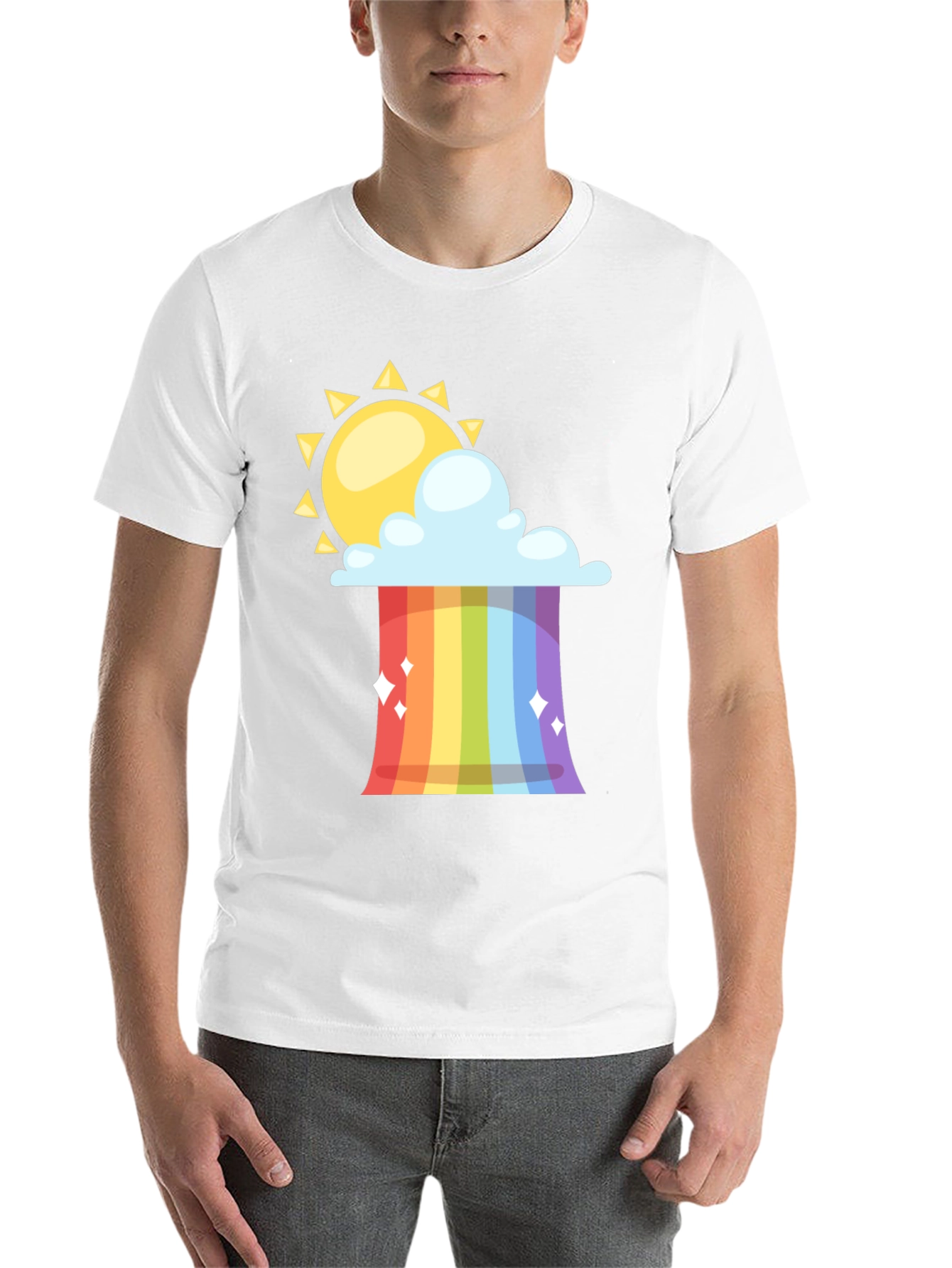 Black Rainbow Cloud & Sun Graphic Tee - Black view 14