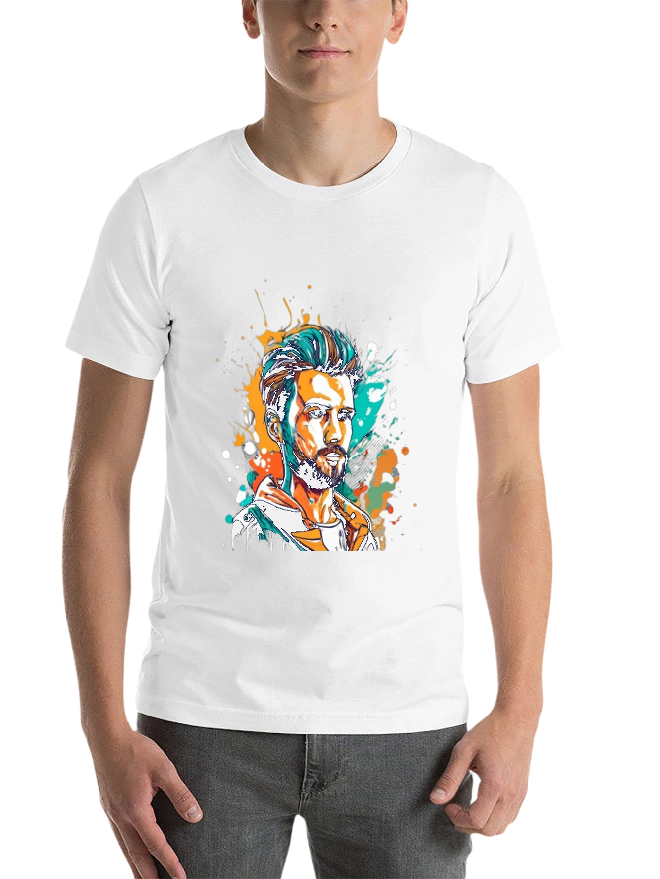Black Artistic Man Portrait Graphic Tee view 14