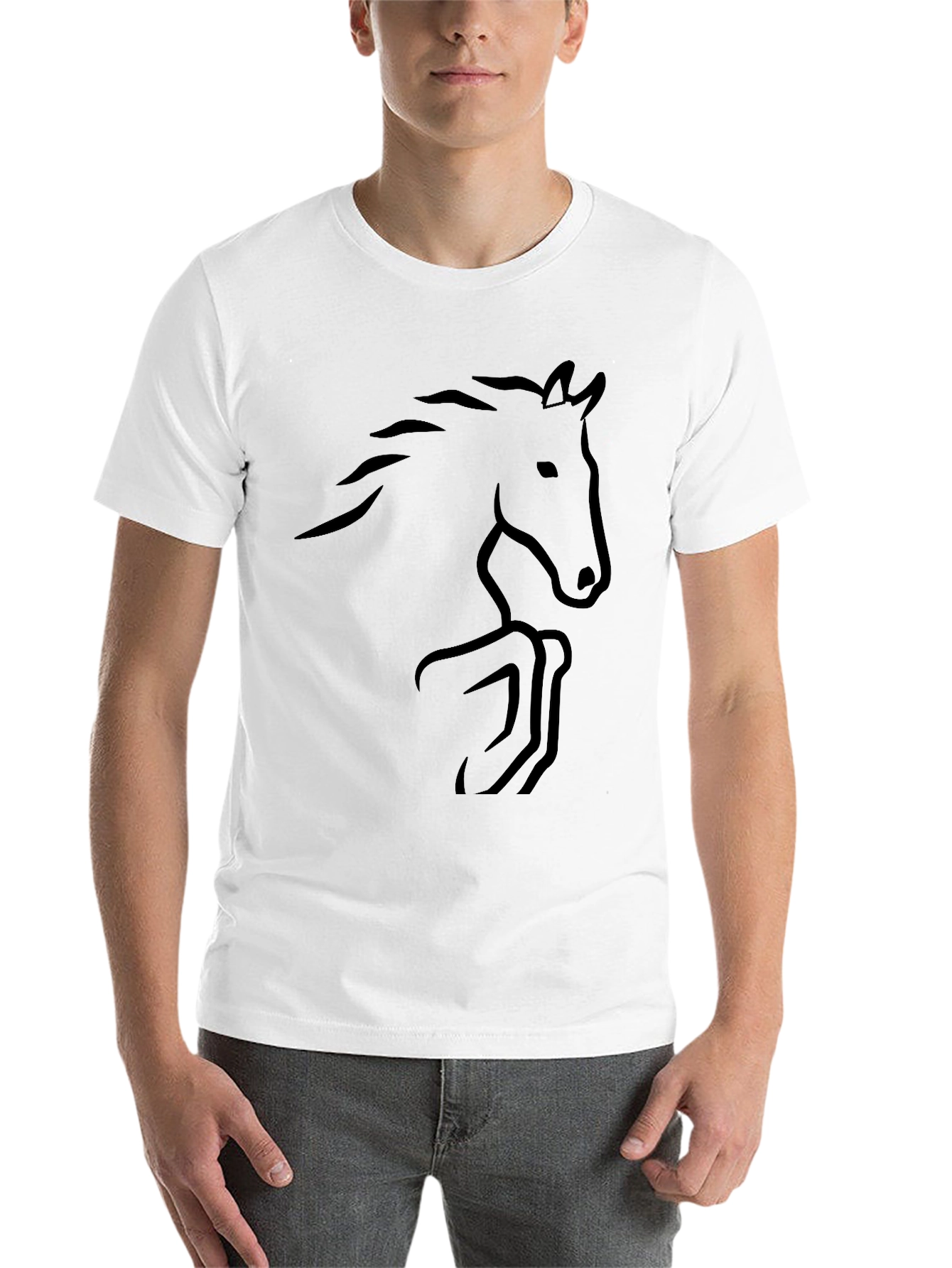 Black Equestrian Tee - Minimalist Horse T-Shirt in Black view 14