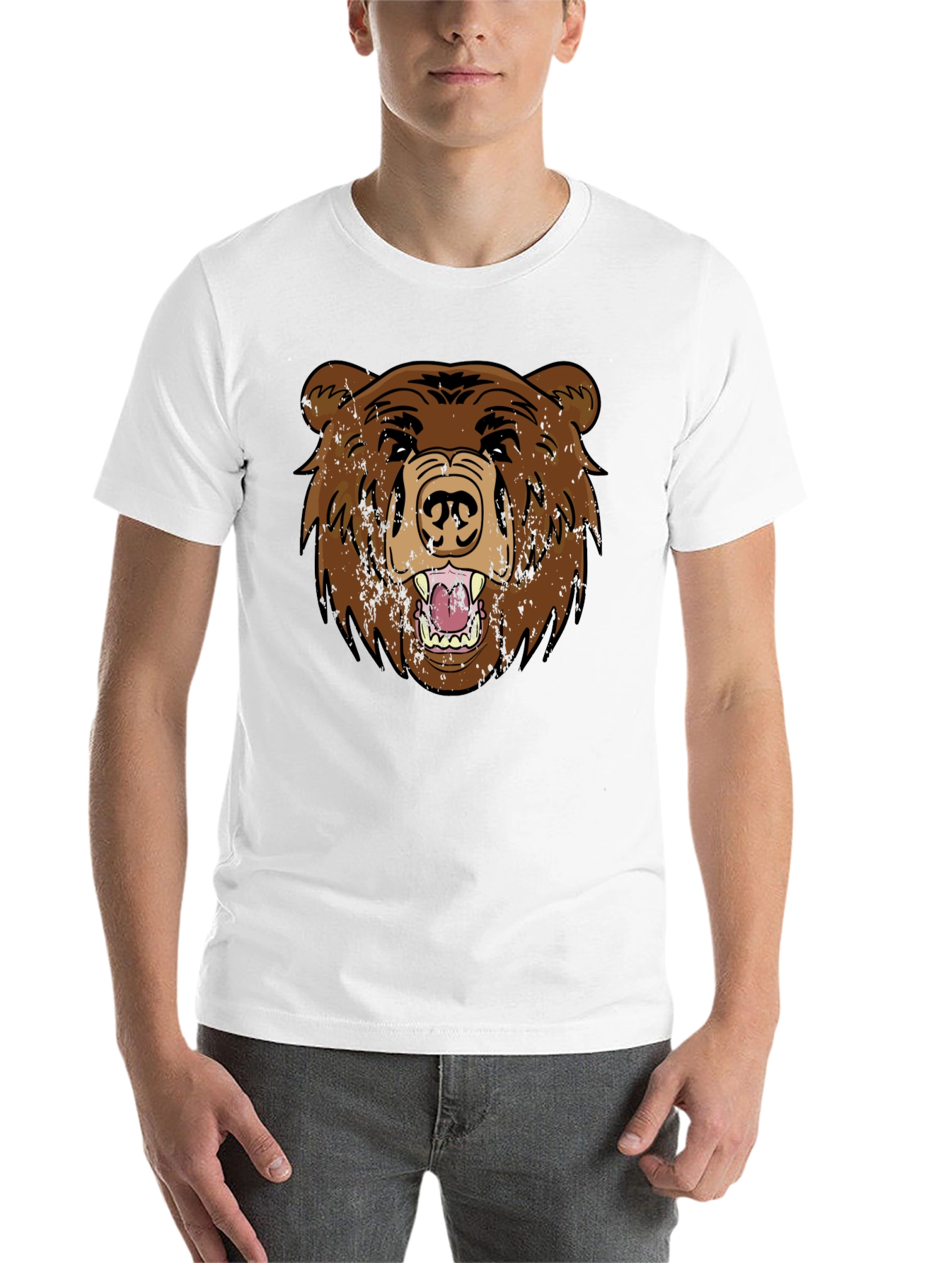 Black Grizzly Bear Graphic Tee - Black Cotton T-Shirt view 14