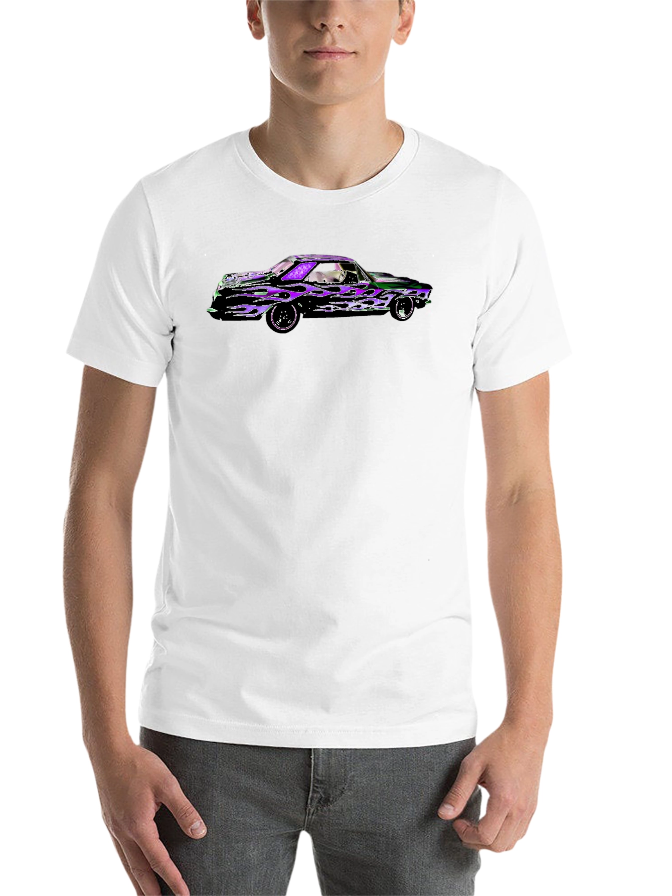 Black Flame Car Graphic Black T-Shirt view 14