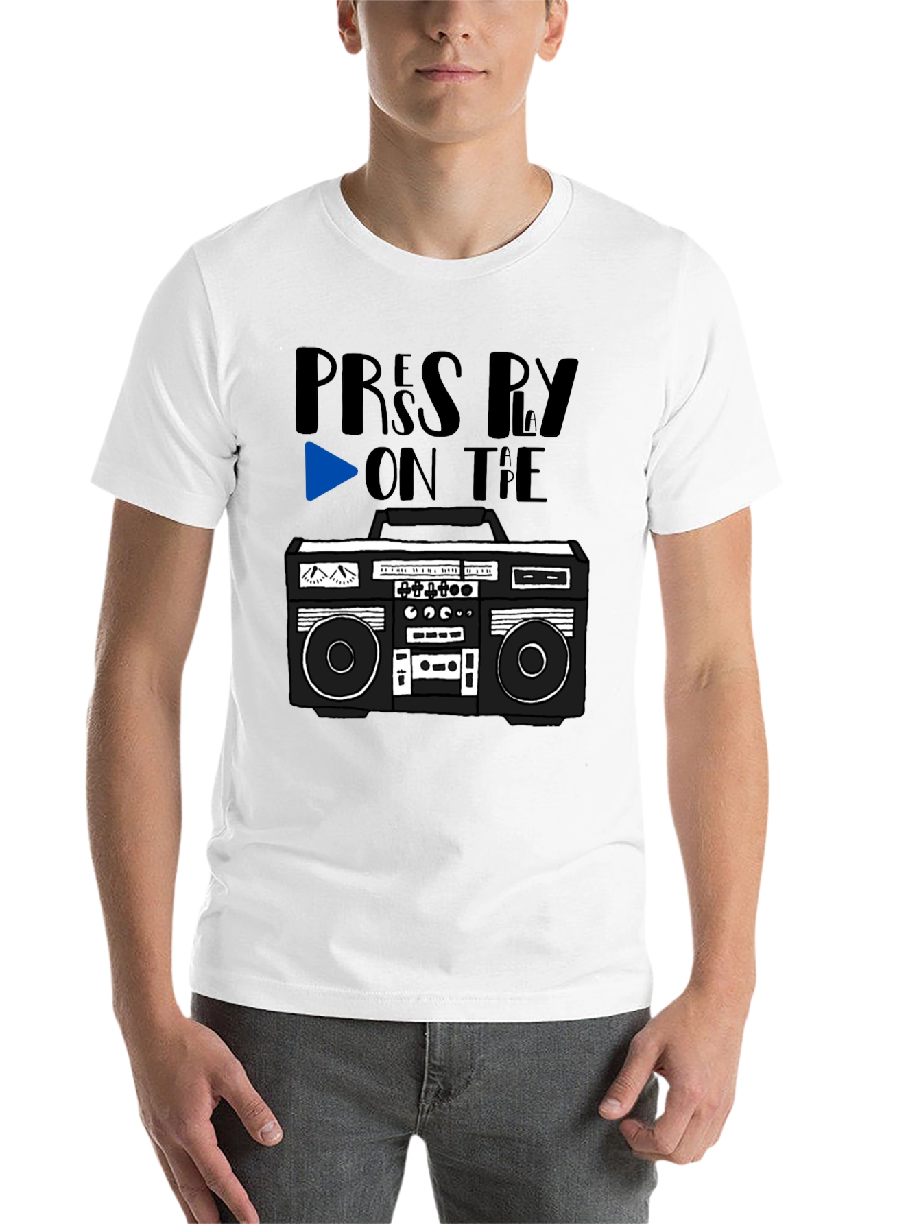 Black Retro Boombox Tee - Press Play On the Tape! view 14