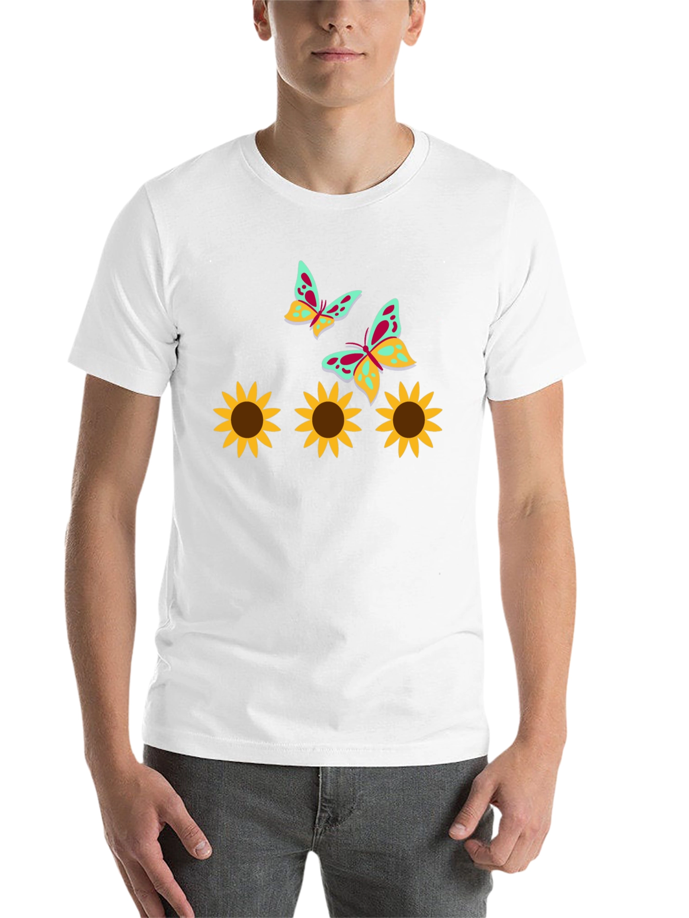 Black Sunflower and Butterfly Graphic Tee view 14