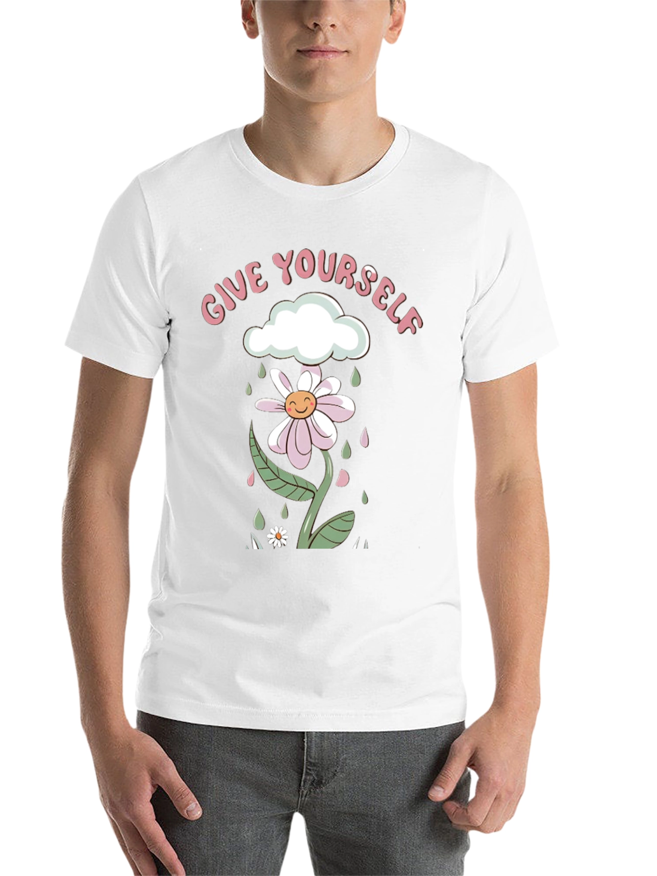 Black Give Yourself Flower Tee - Black Graphic Print Shirt view 14