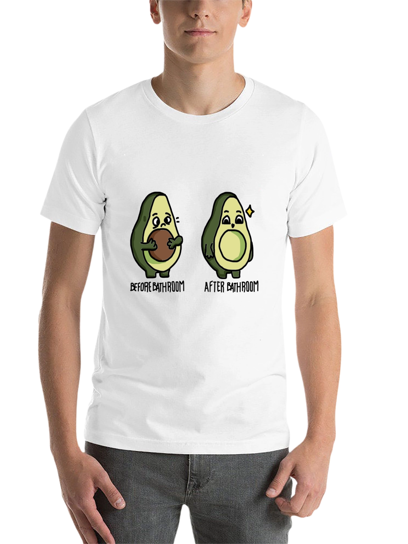 Black Avocado Before & After Bathroom Humor T-Shirt view 14