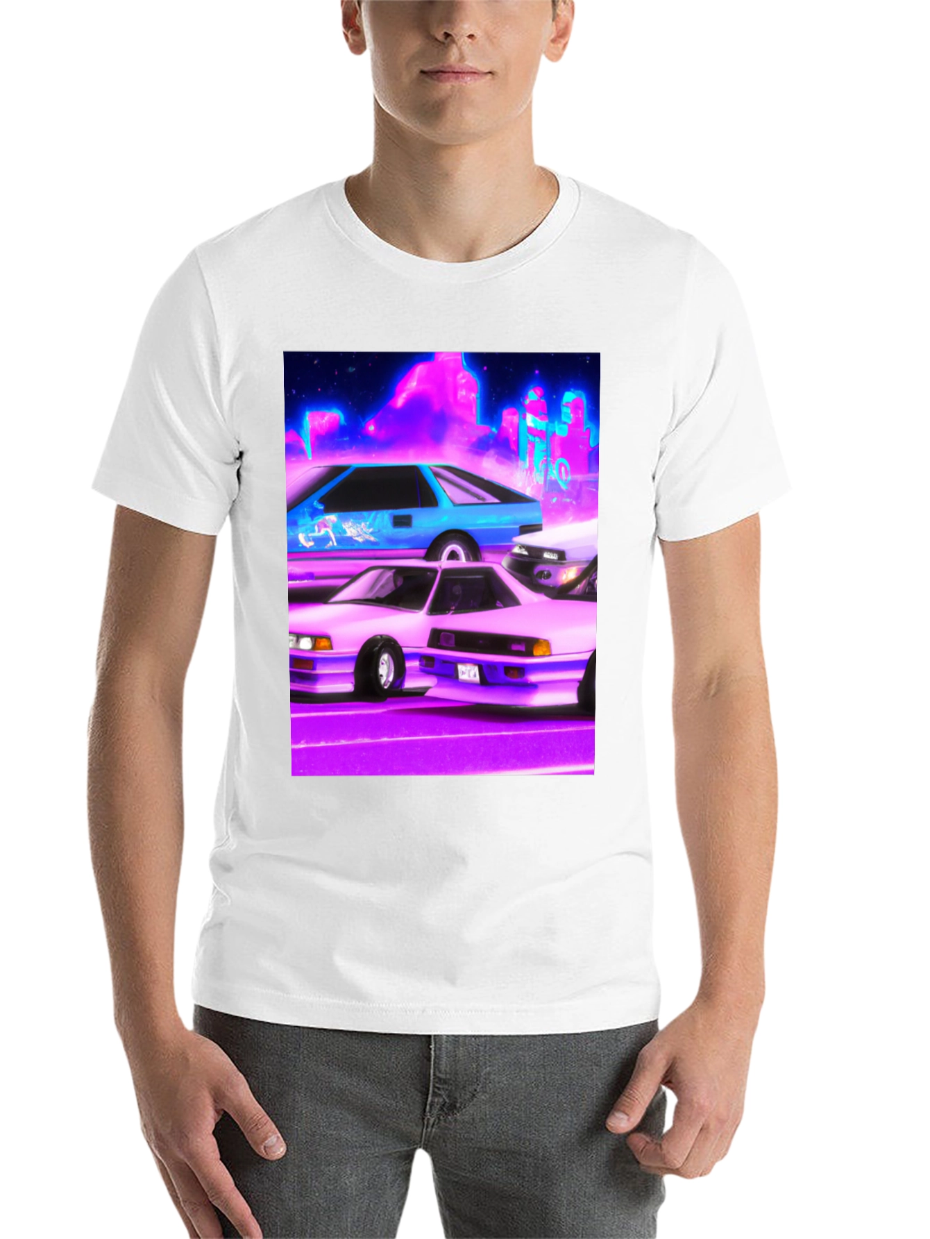 Black Retro Cars Graphic Tee - Black Cotton Blend Shirt view 14