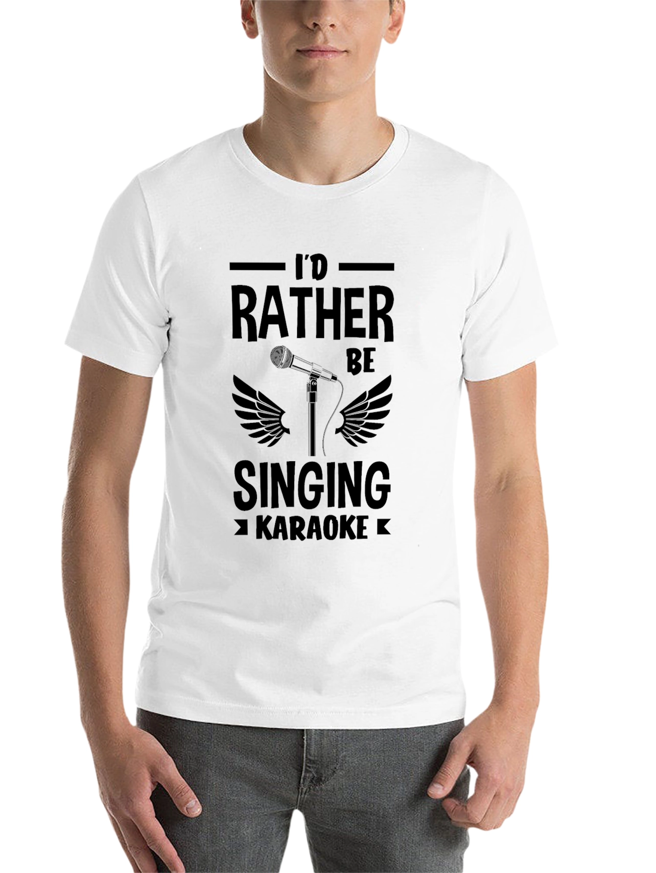 Black I'd Rather Be Singing Karaoke T-Shirt view 14