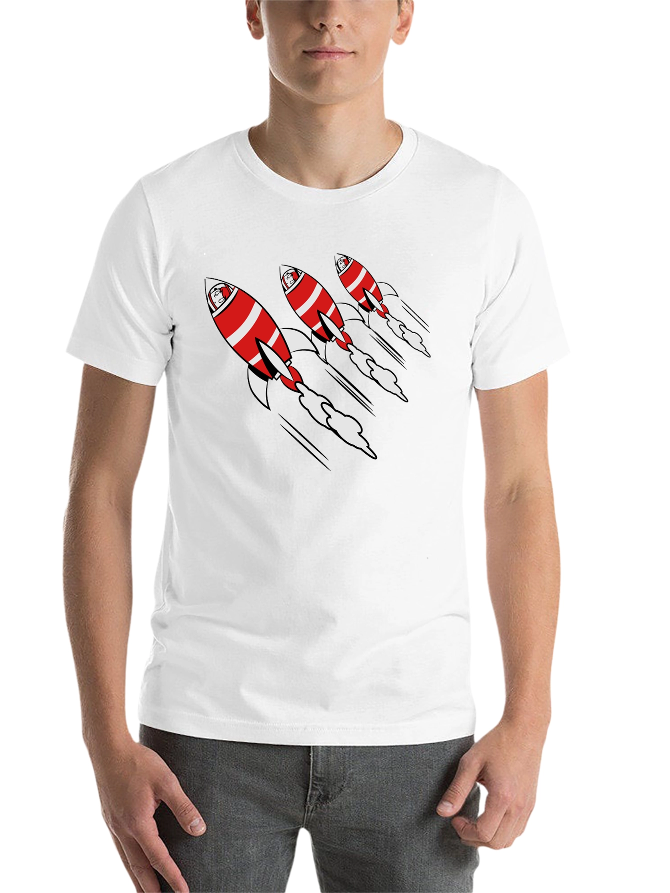 Black Rocket Man Graphic Tee - Black Cotton Crew Neck view 14