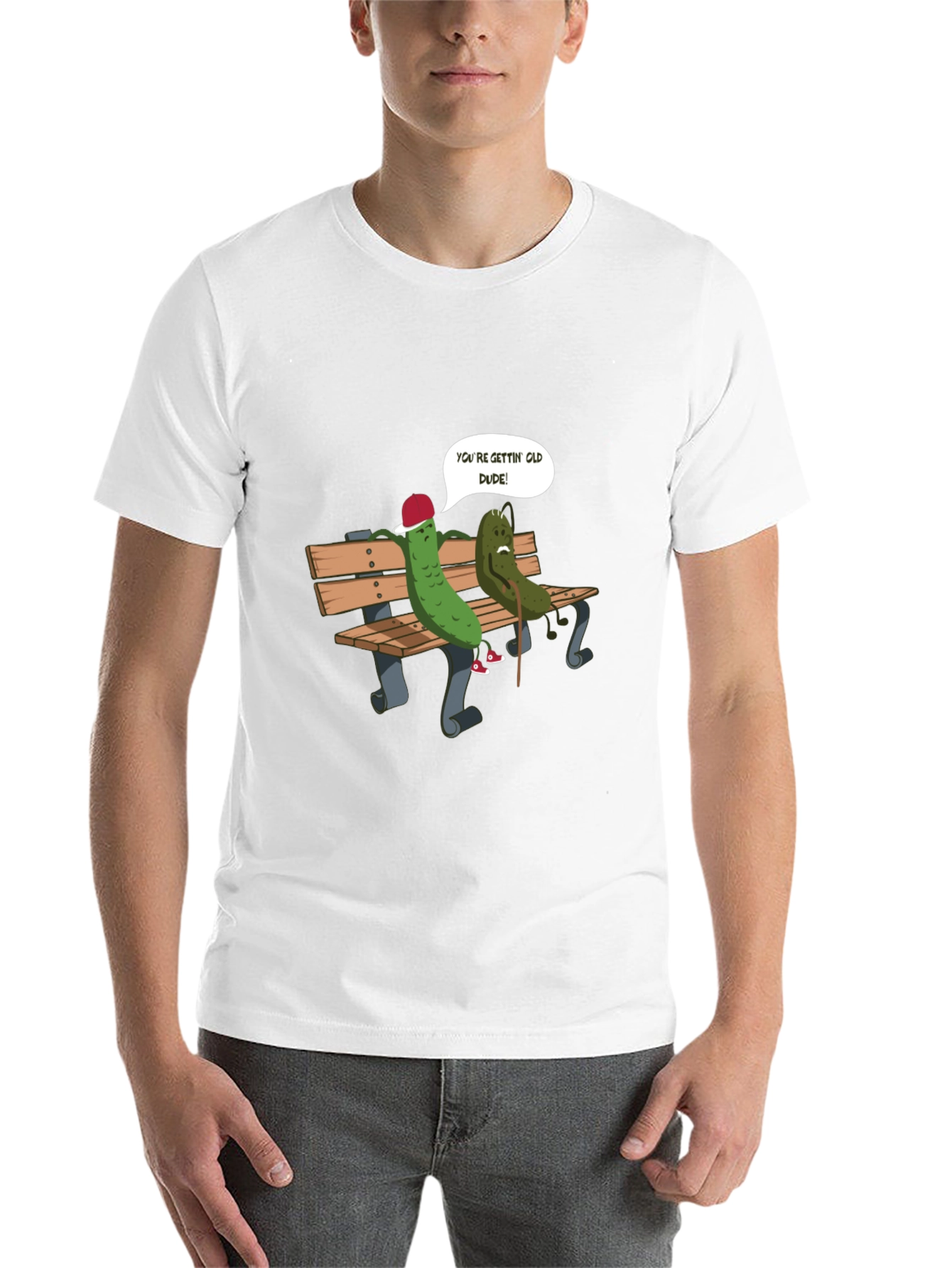 Black Funny Pickle Old Dude Graphic T-Shirt view 14