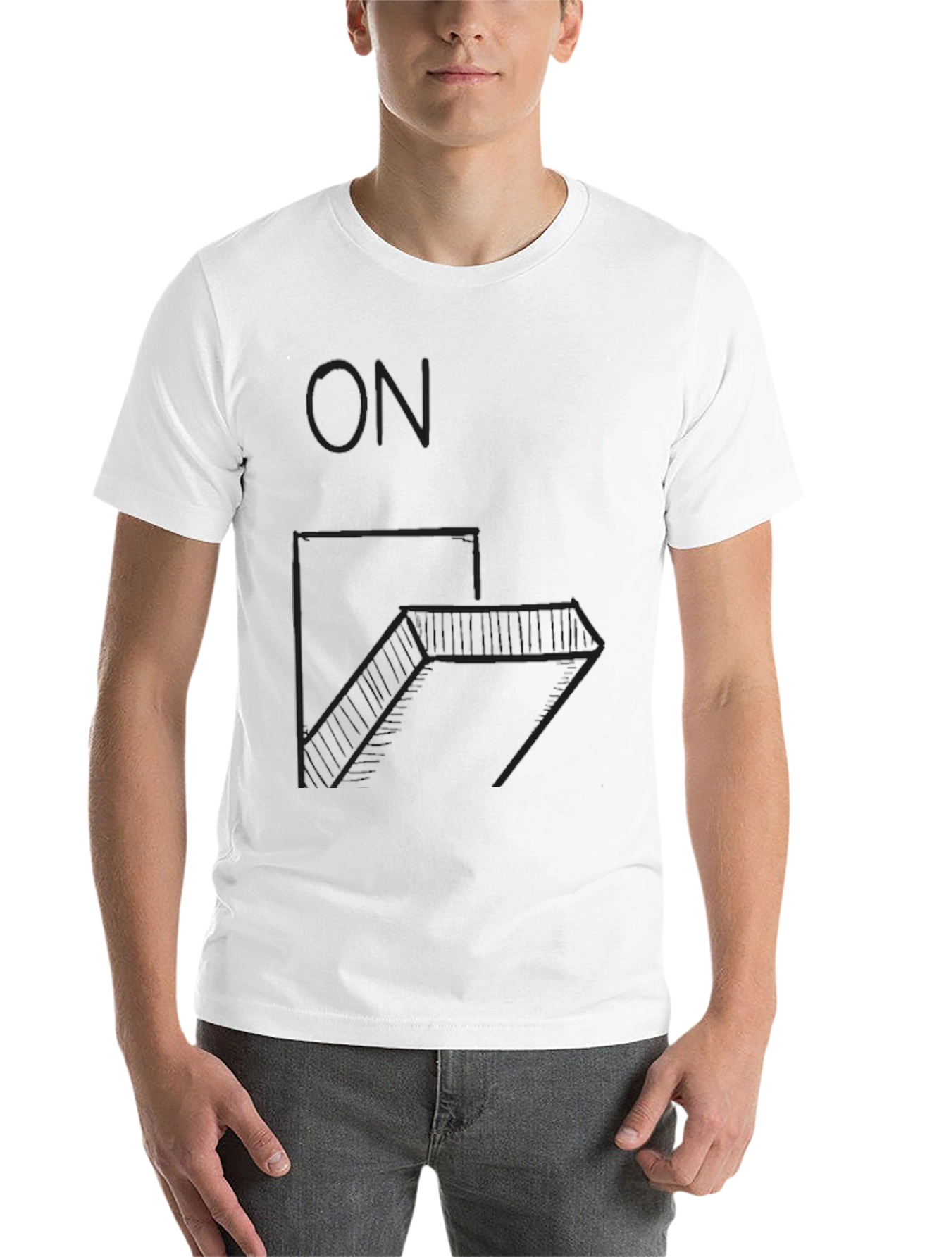 Black Minimalist Geometric Staircase T-Shirt view 14