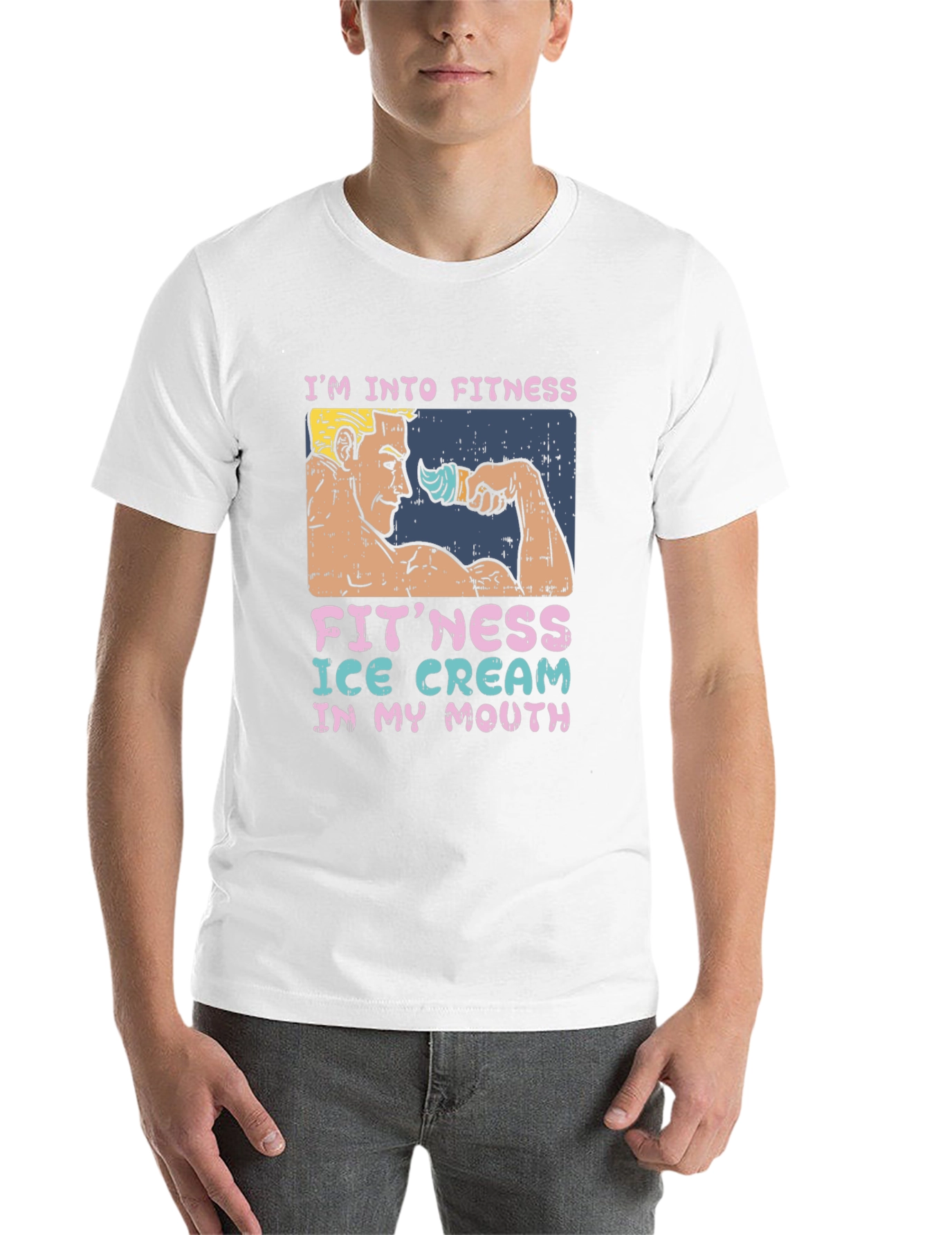 Black Fitness Ice Cream Funny Graphic T-Shirt view 14
