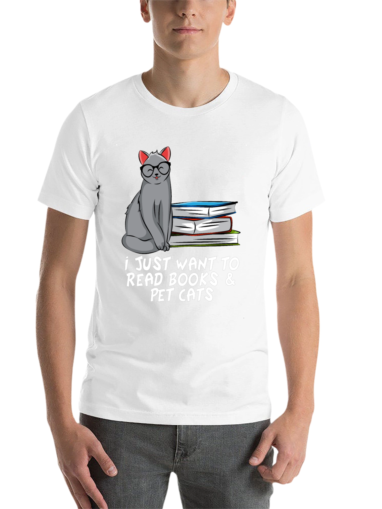 Black Bookish Cat Lover T-Shirt: Read Books & Pet Cats view 14