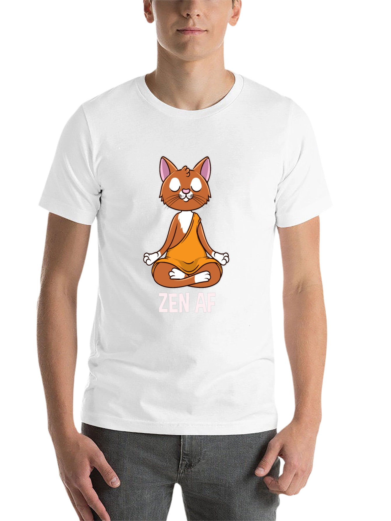 Black Zen AF Cat T-Shirt - Meditating Feline Tee view 14