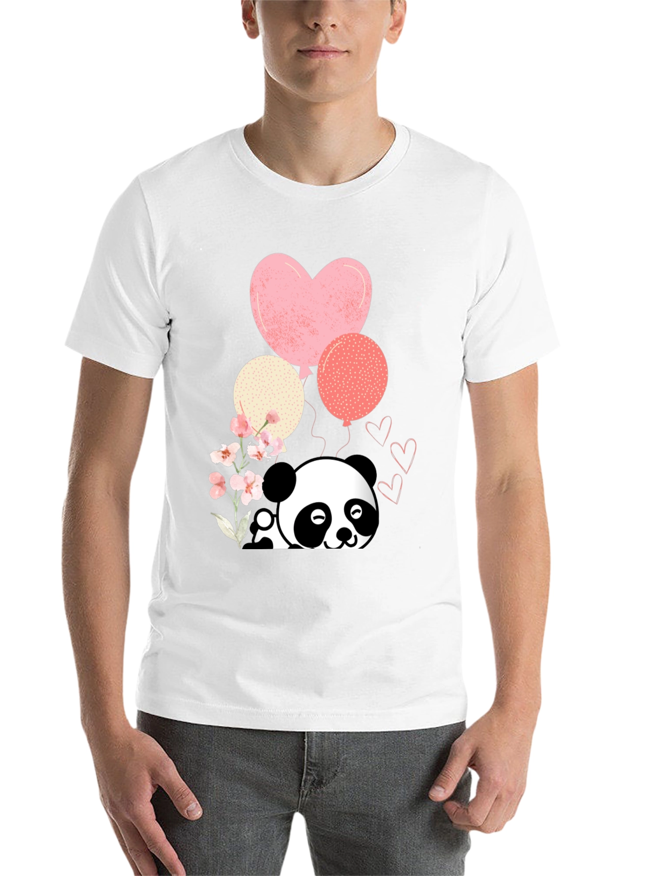 Black Cute Panda & Balloons Graphic Tee view 14