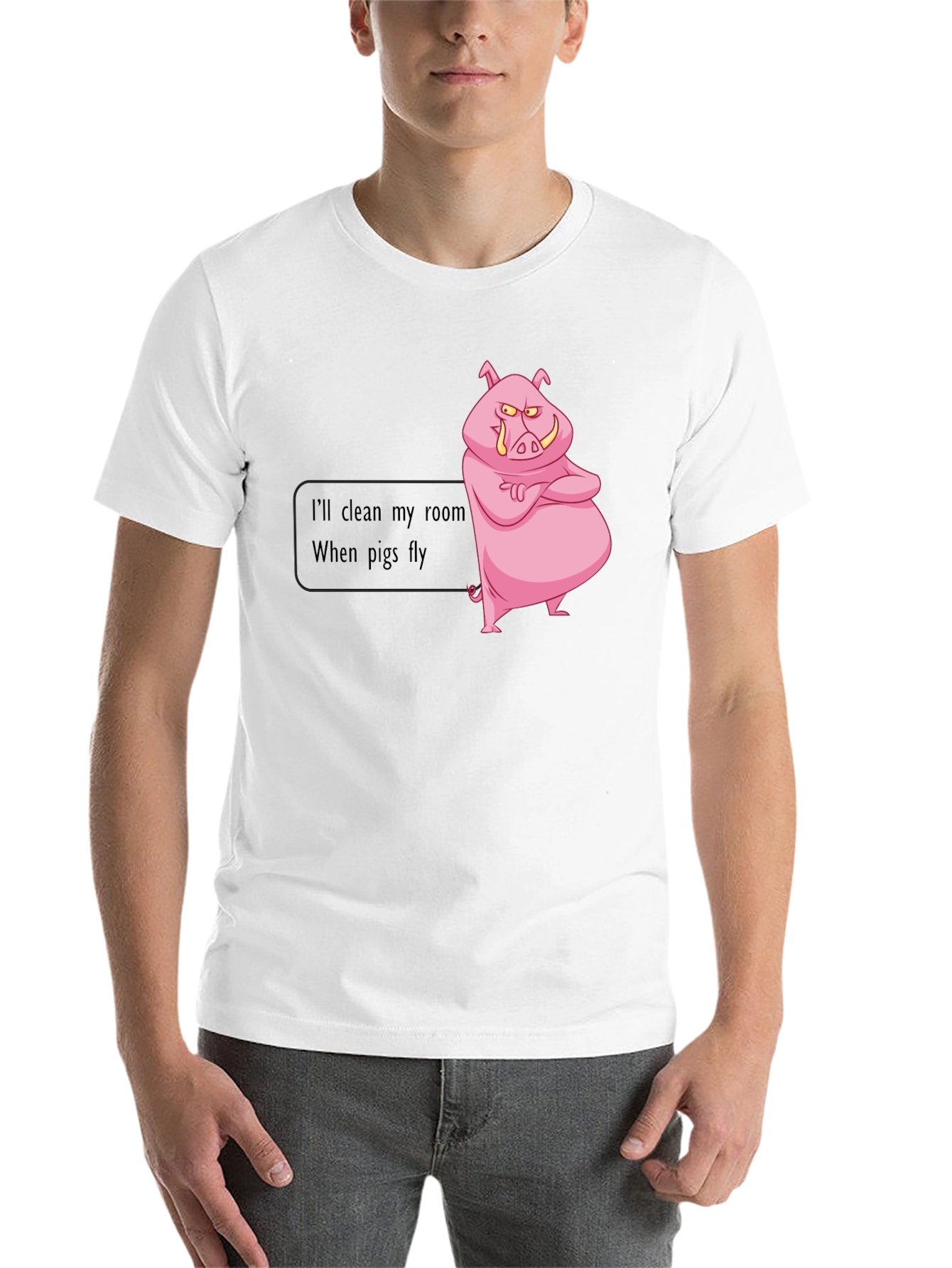 Black Funny "When Pigs Fly" Graphic Tee view 14