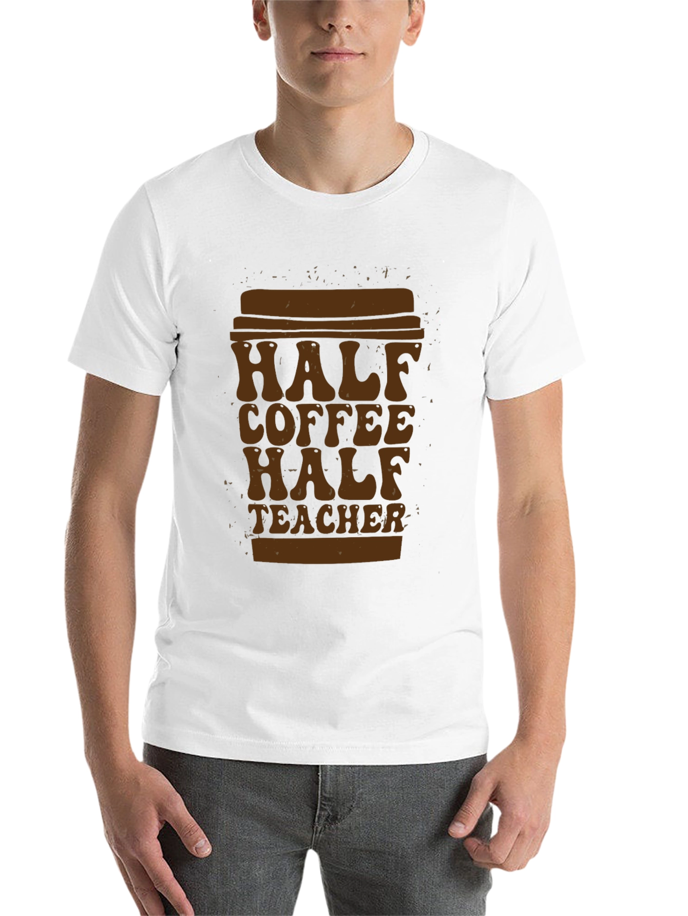 Black Half Coffee Half Teacher T-Shirt - Unique Graphic Tee view 14