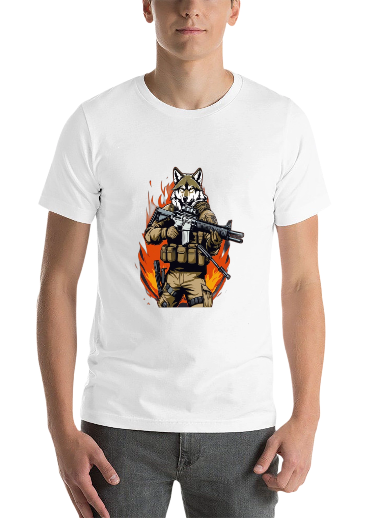 Black Tactical Wolf T-Shirt - Military Style Graphic Tee view 14
