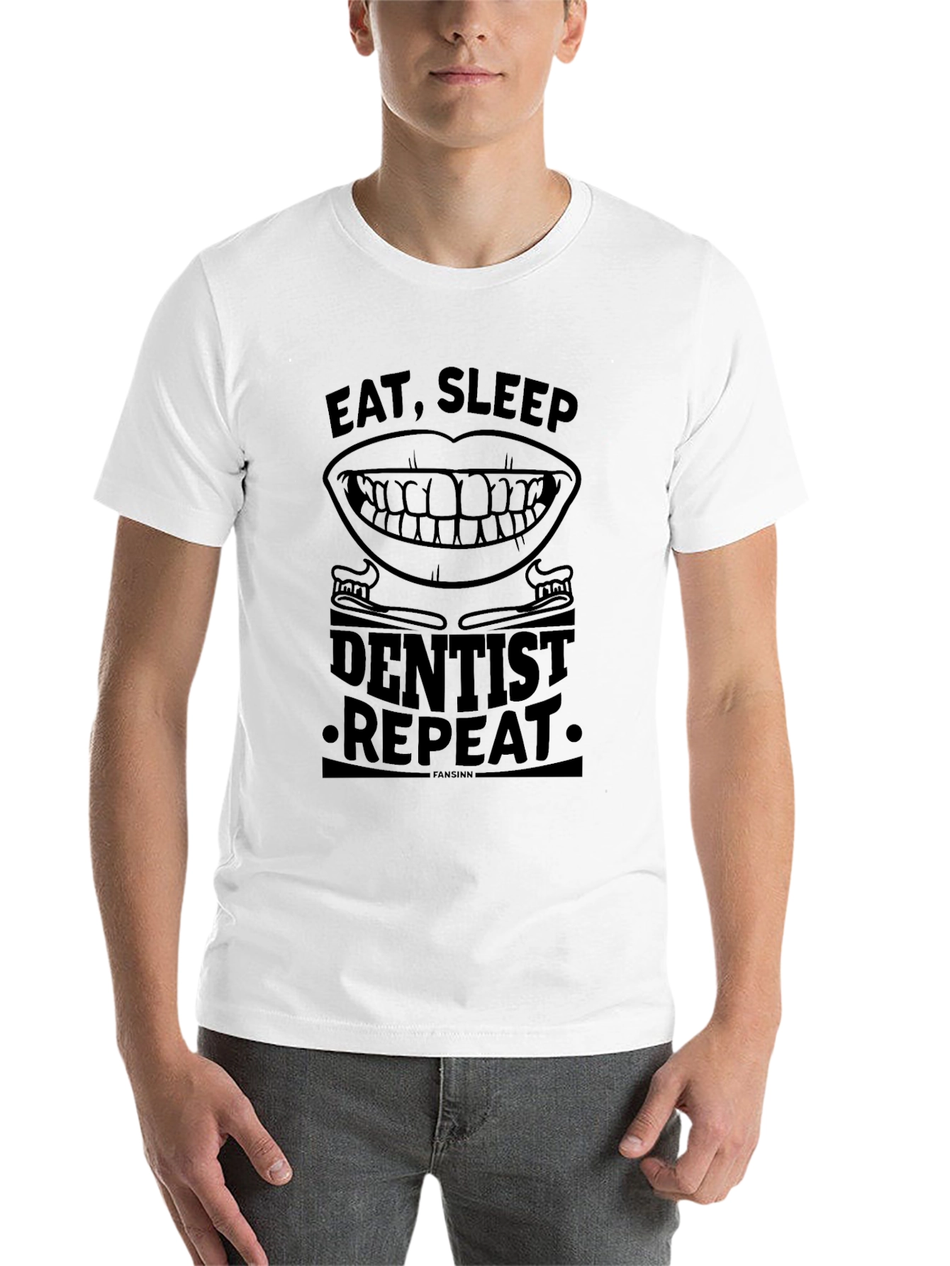 Black Eat Sleep Dentist Repeat Black T-Shirt view 14