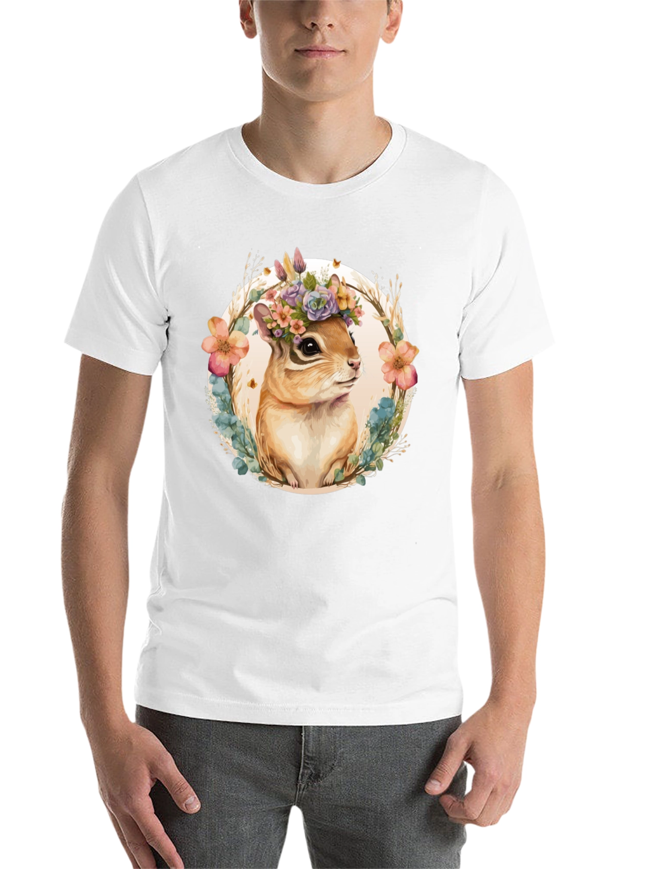 Black Floral Chipmunk Graphic Tee view 14