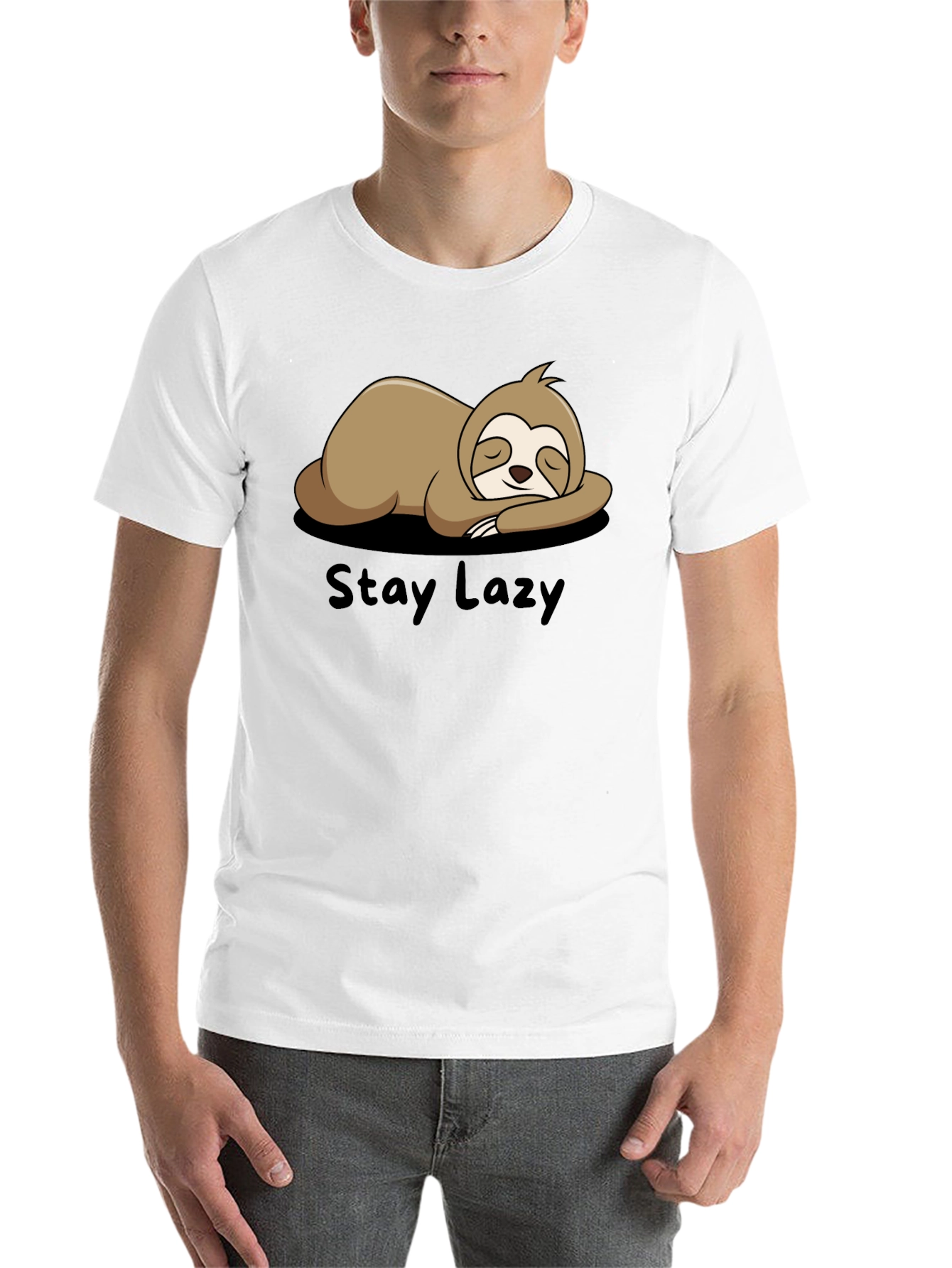 Black Stay Lazy Sloth Graphic Tee - Relaxed Fit view 14