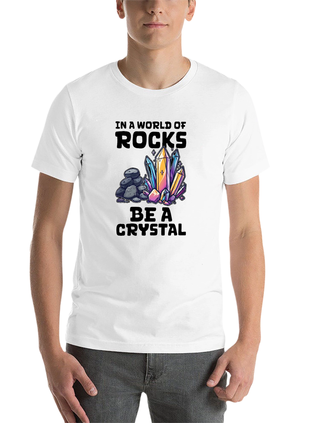 Black Be a Crystal T-Shirt - Unique Graphic Tee view 14