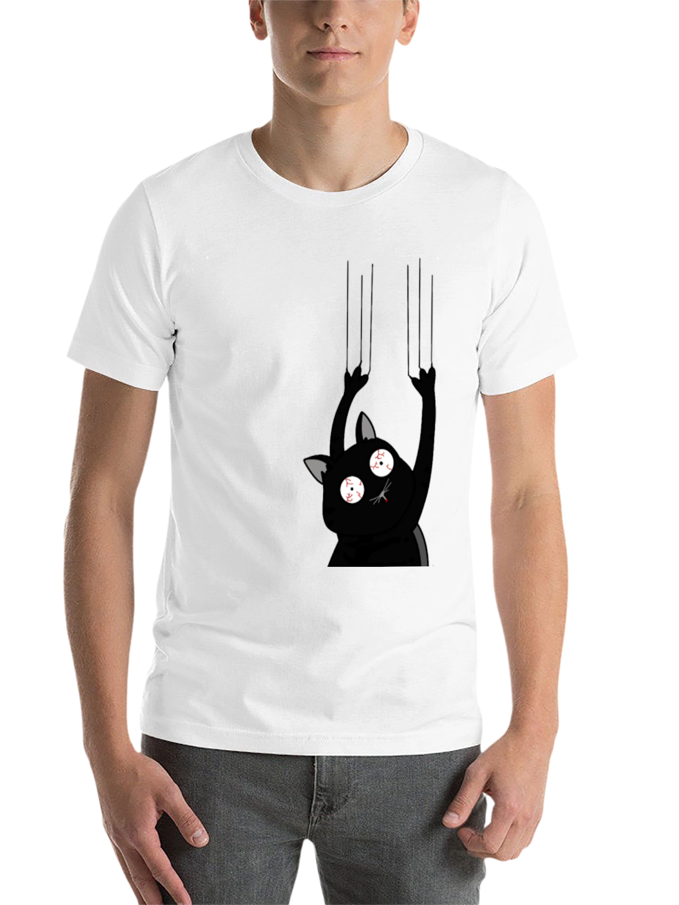 Black Crazy Cat Scratch Black T-Shirt view 14