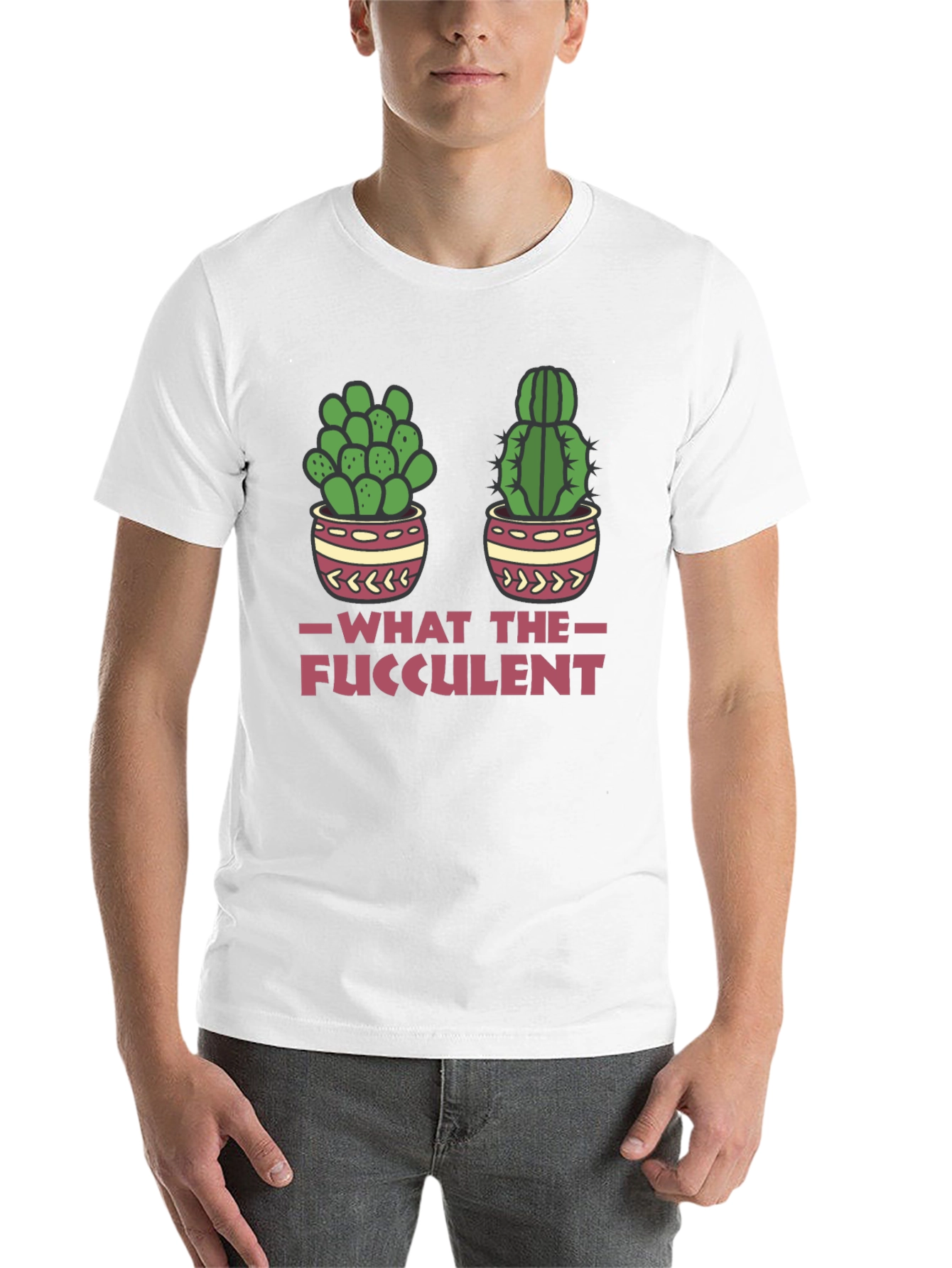 Black What The Fucculent Funny Cactus T-Shirt view 14