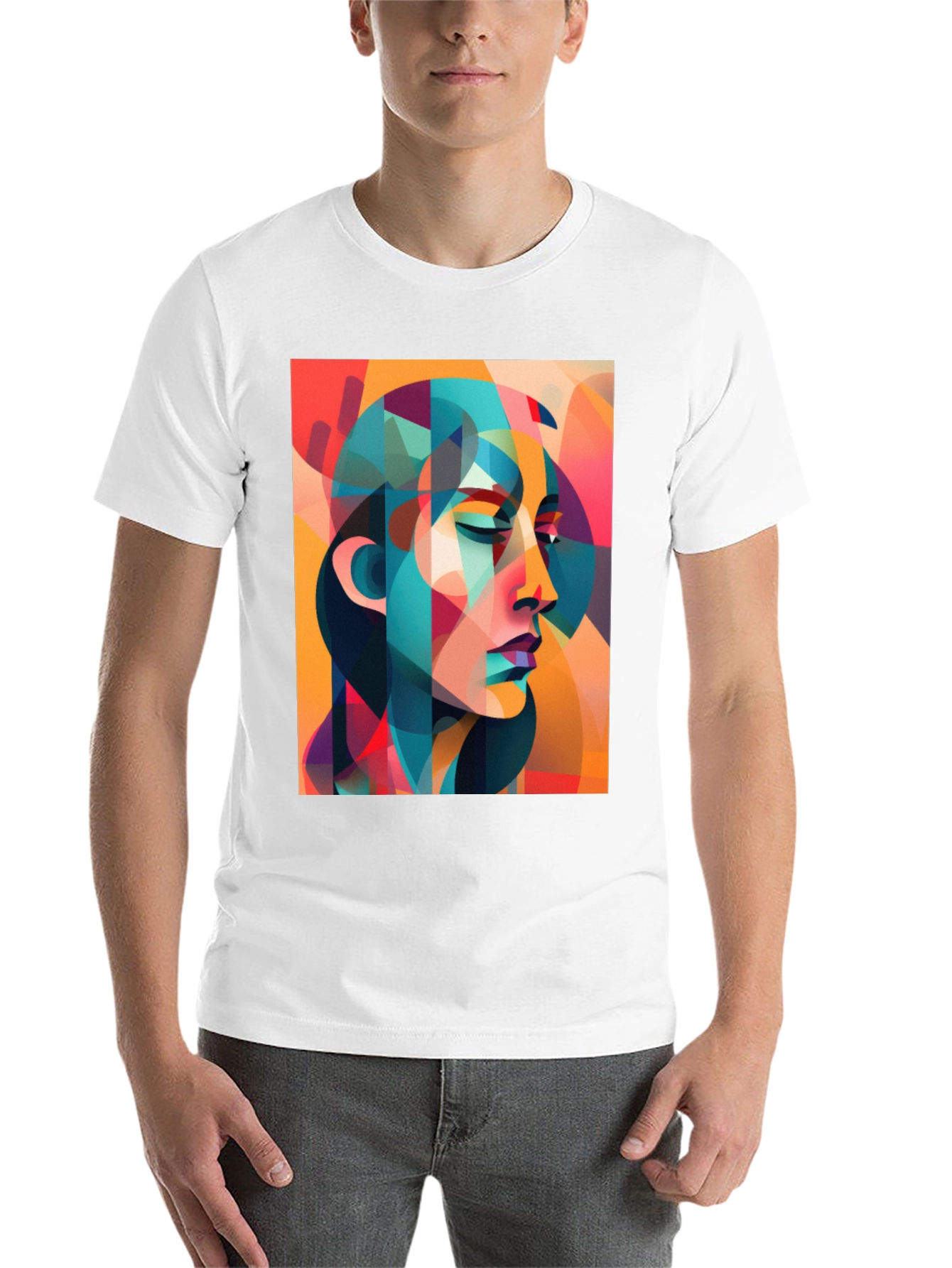Black Abstract Woman Graphic Tee - Bold Artistic Design view 14