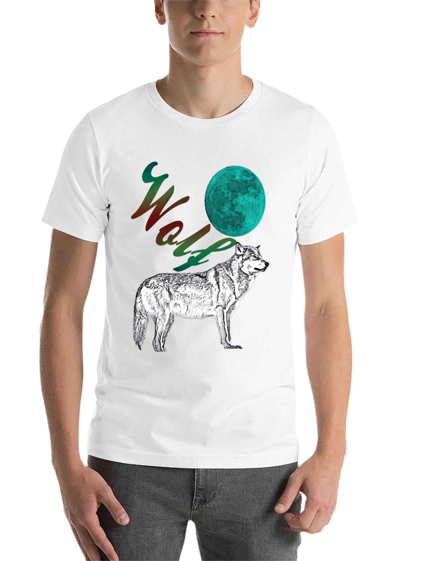 Black Wolf Moon Graphic Tee - Men's Black T-Shirt view 14