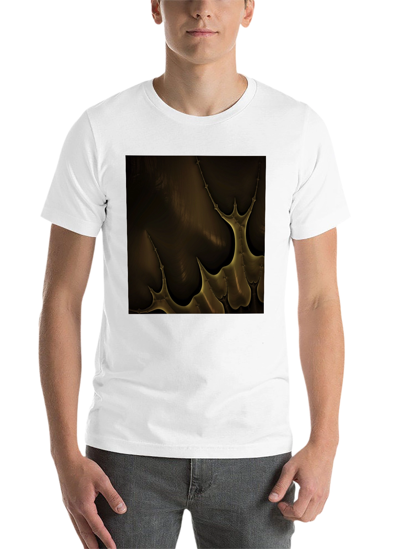 Black Abstract Gold Pattern Black T-Shirt view 14