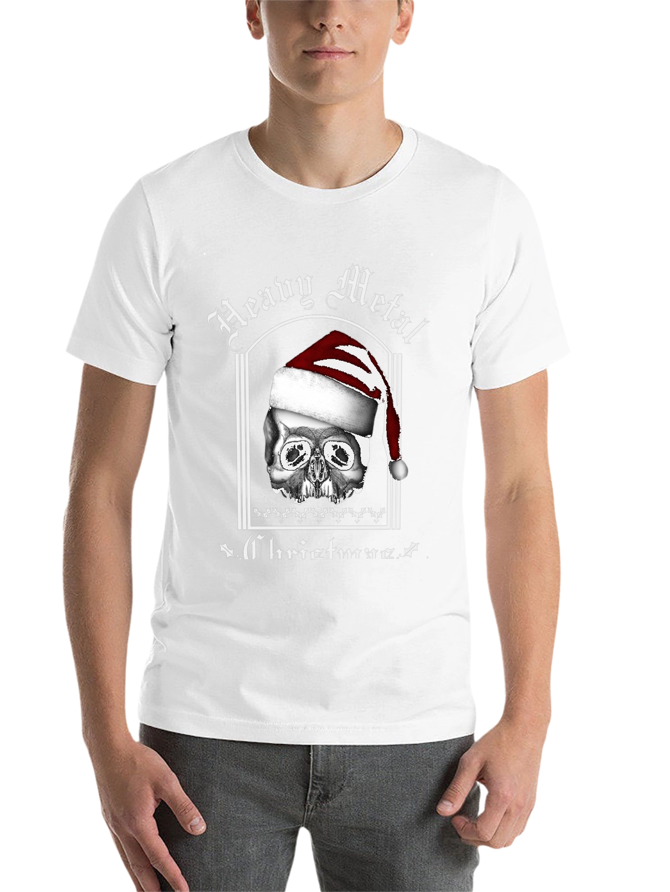 Black Heavy Metal Christmas Skull T-Shirt view 14