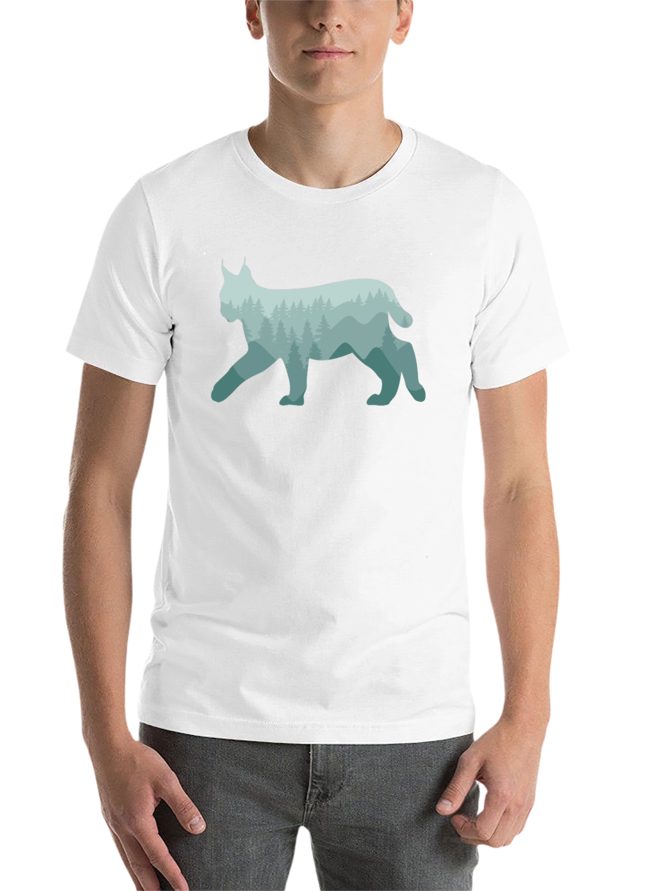 Lynx Forest Silhouette Black T-Shirt - 14