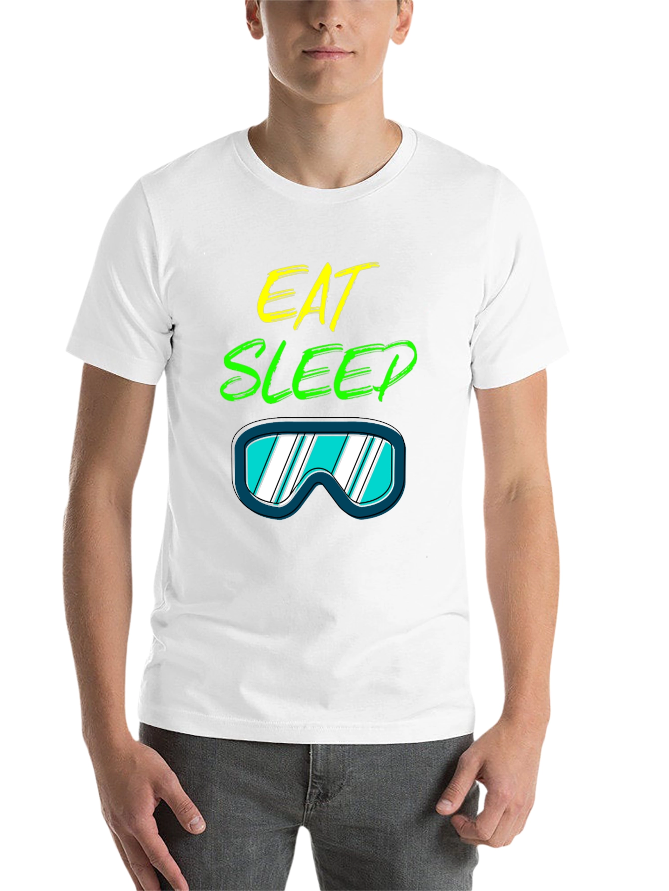 Black Eat Sleep Ski T-Shirt: Cool Ski Goggles Graphic Tee view 14
