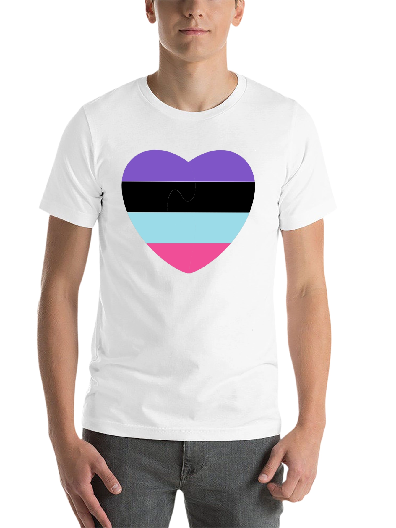 Black Omnisexual Pride Heart T-Shirt - Black view 14