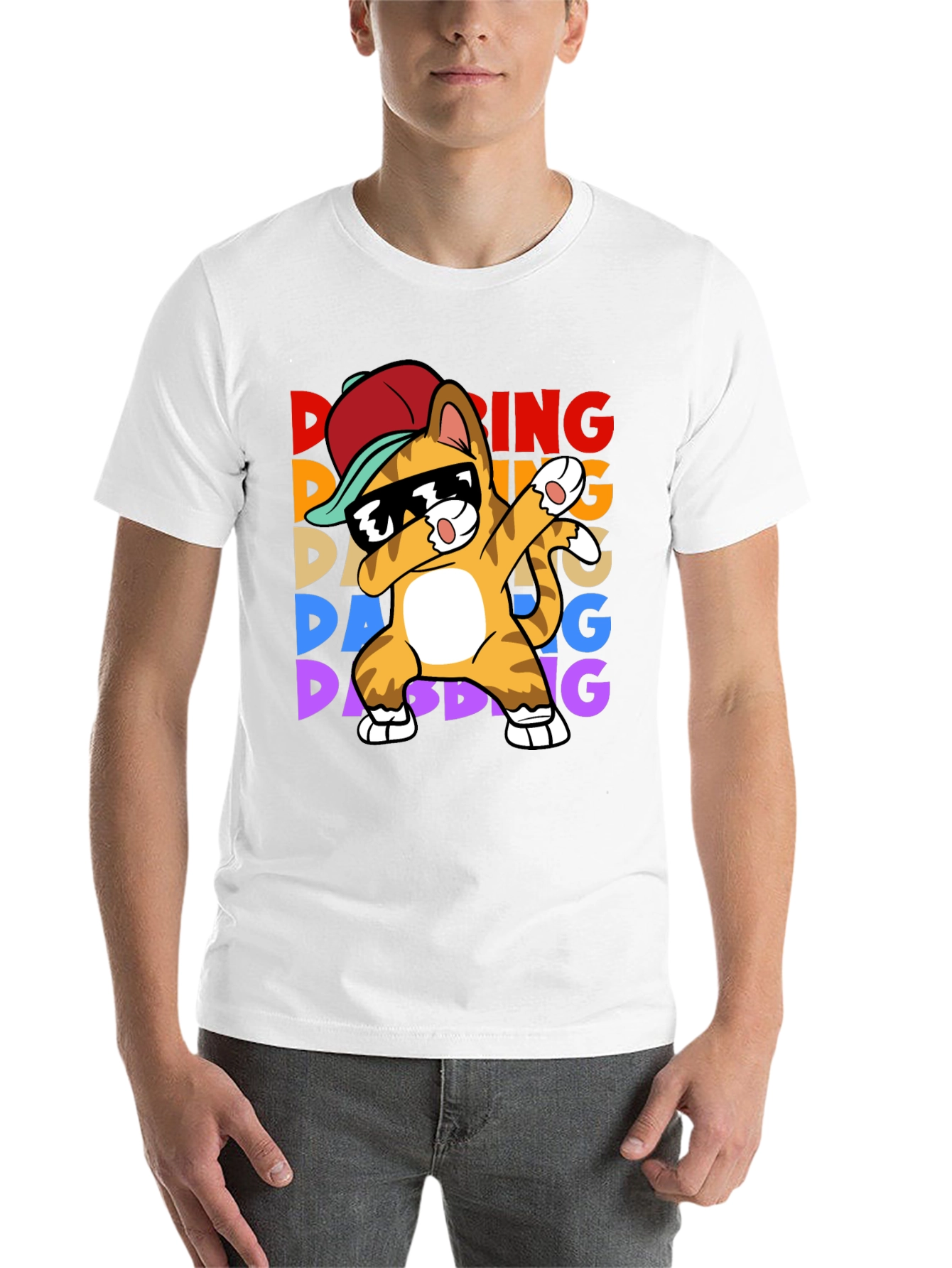 Black Dabbing Cat T-Shirt - Fun & Unique Design view 14