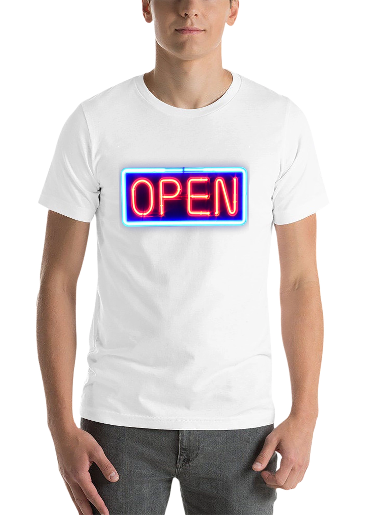 Black Neon Open Sign Graphic T-Shirt view 14