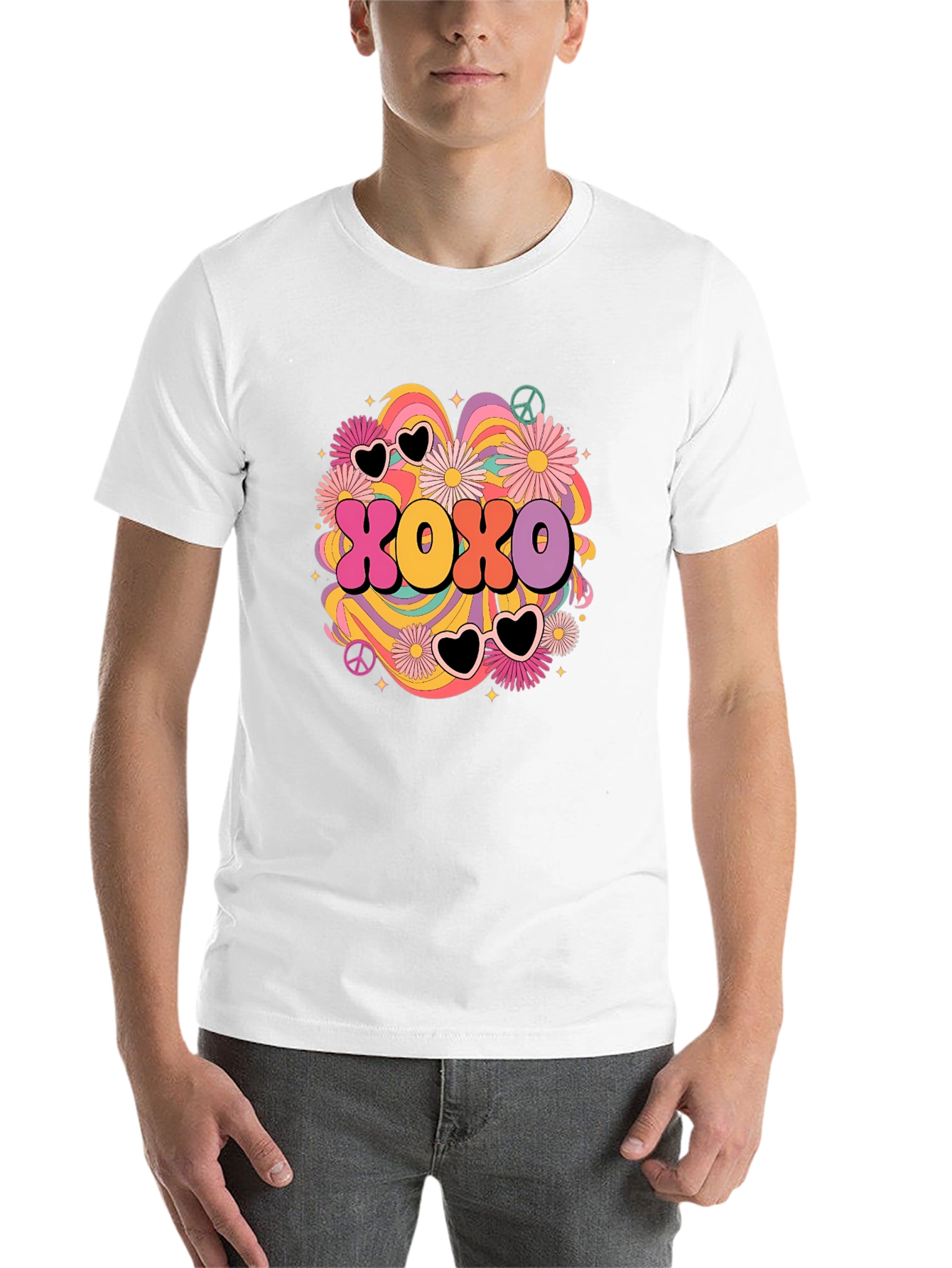 Black XOXO Retro Graphic Tee - Hugs & Kisses T-Shirt view 14